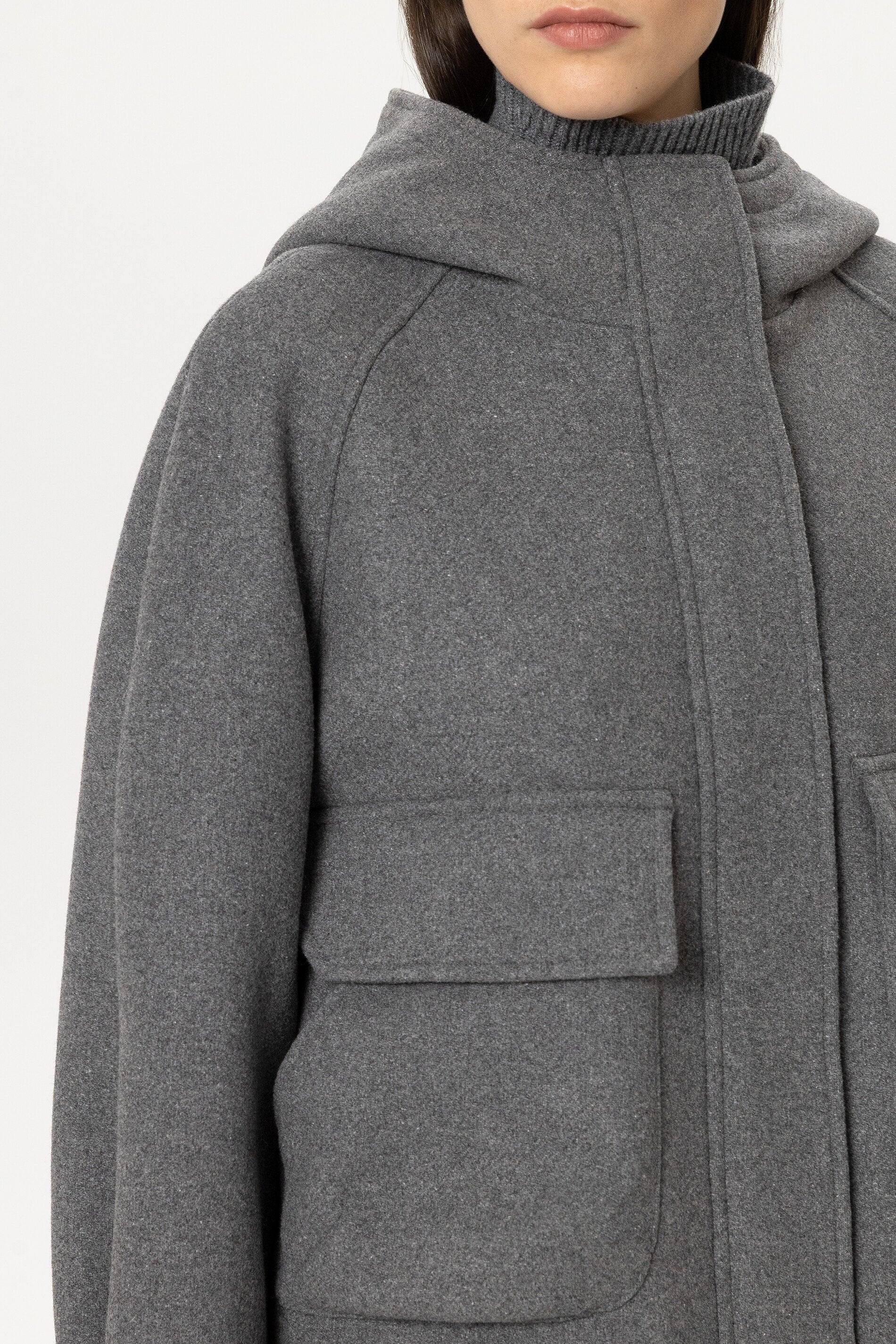 Outdoorjacke aus Woll-Mix - heather grey - Standard | Model Detail
