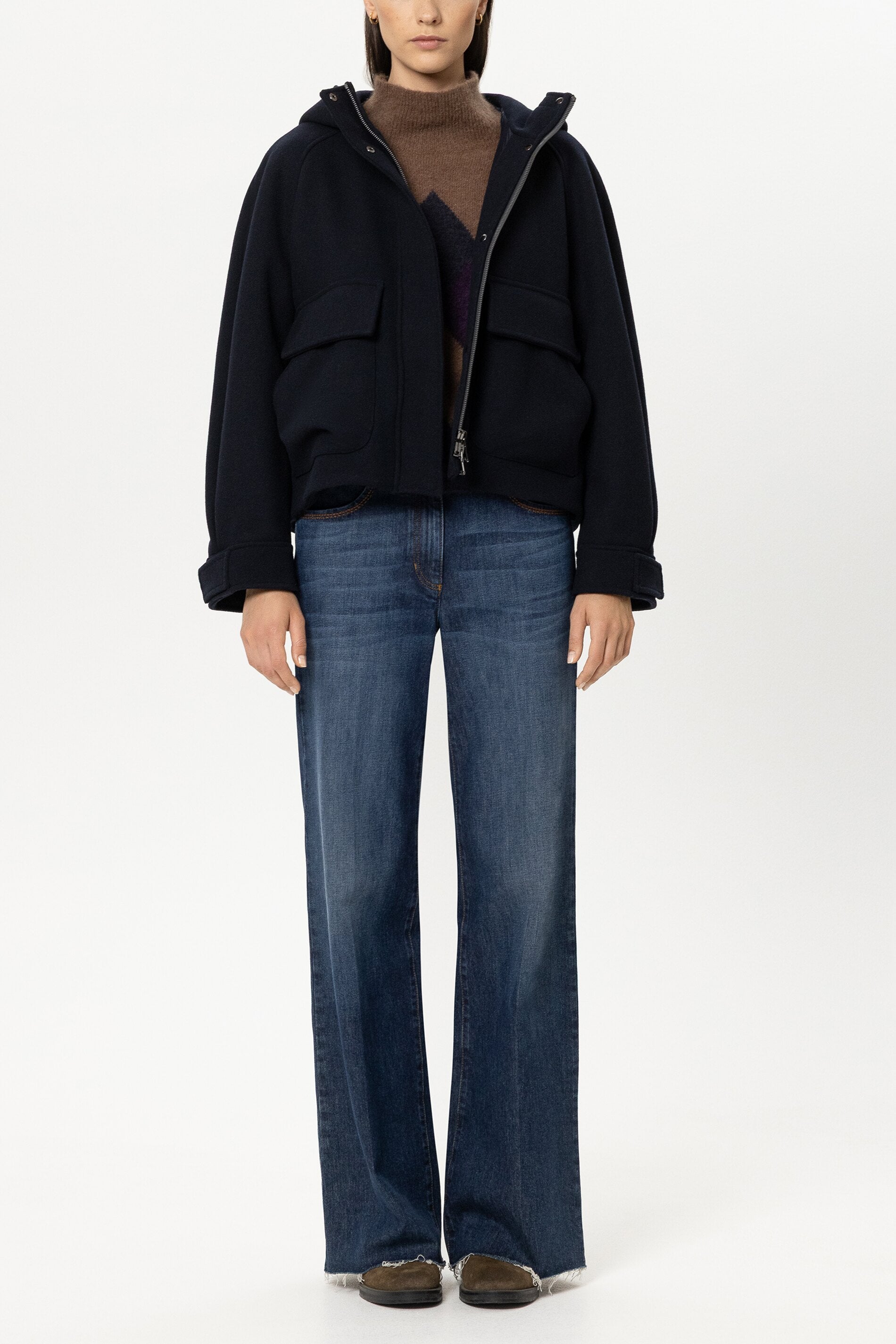 Outdoorjacke aus Woll-Mix - winter navy - Standard | Model Front