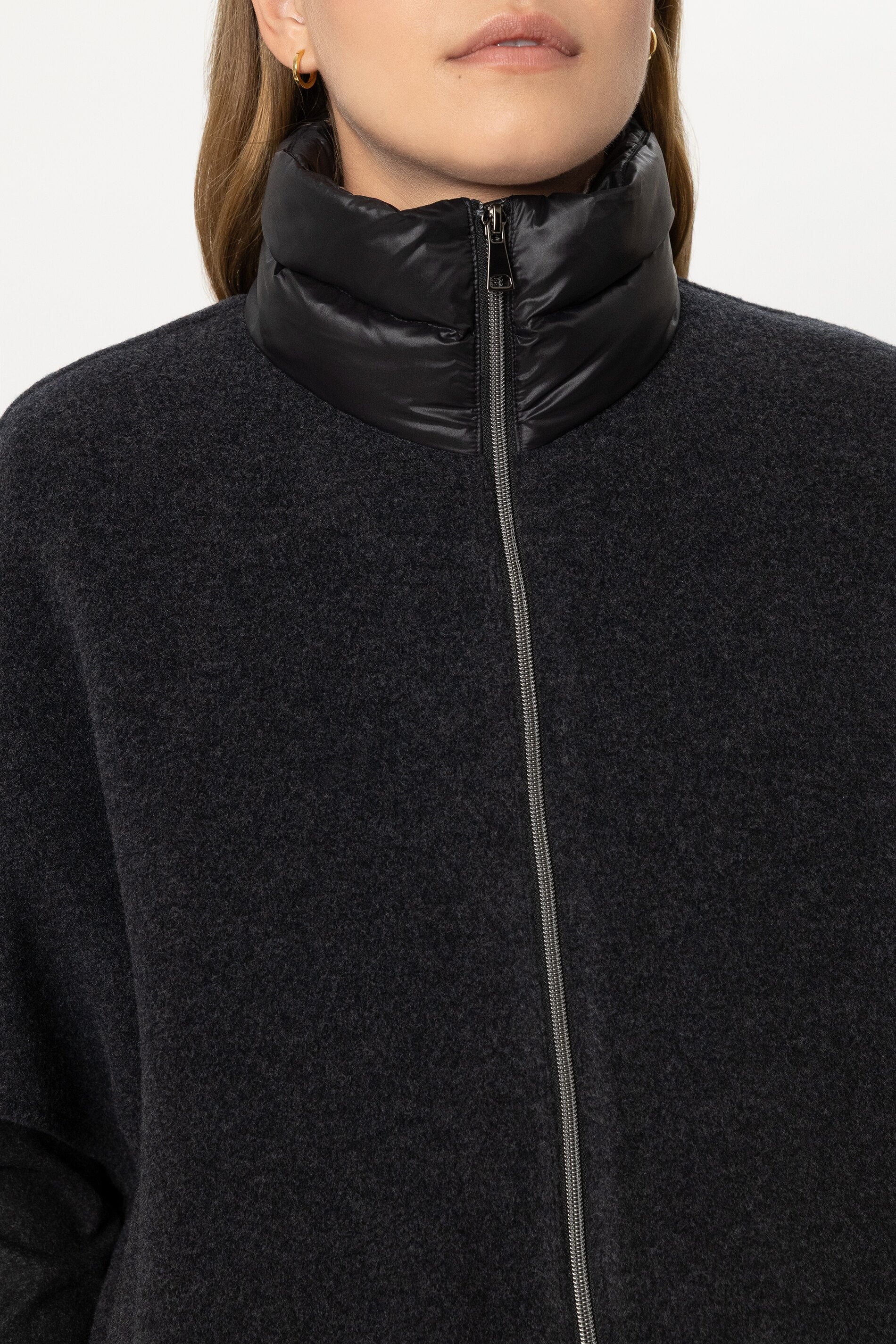 Outdoorcape aus Woll-Mix - anthracite - Standard