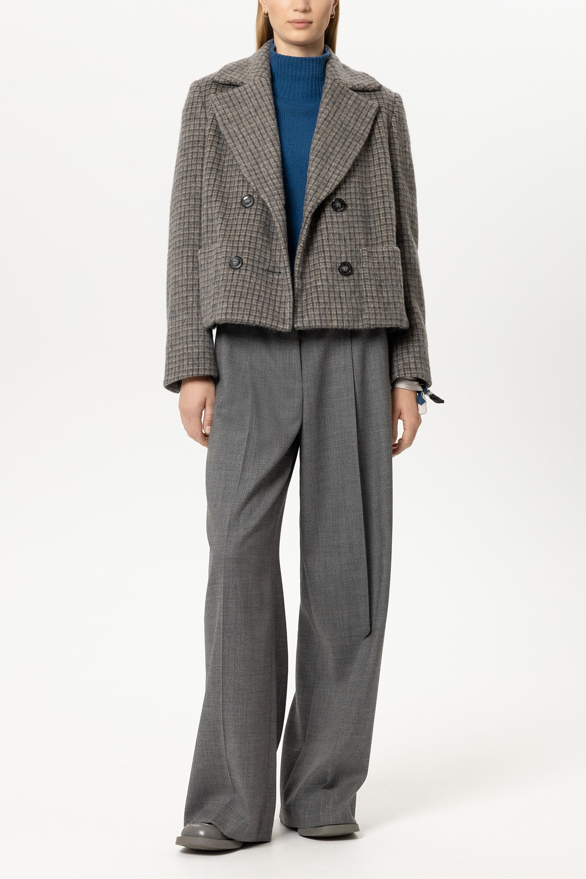 Cabanjacke aus Woll-Mix - heather grey - Standard | Model Front