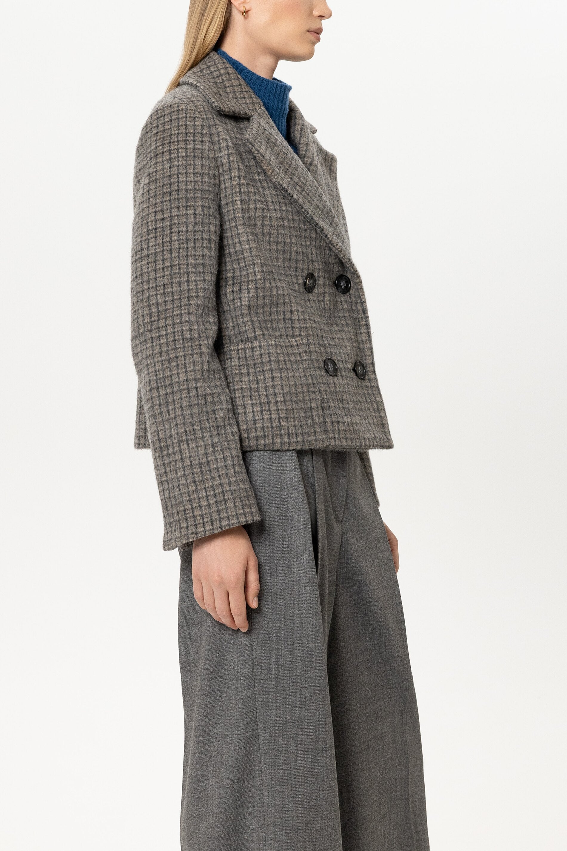 Cabanjacke aus Woll-Mix - heather grey - Standard | Model Seite