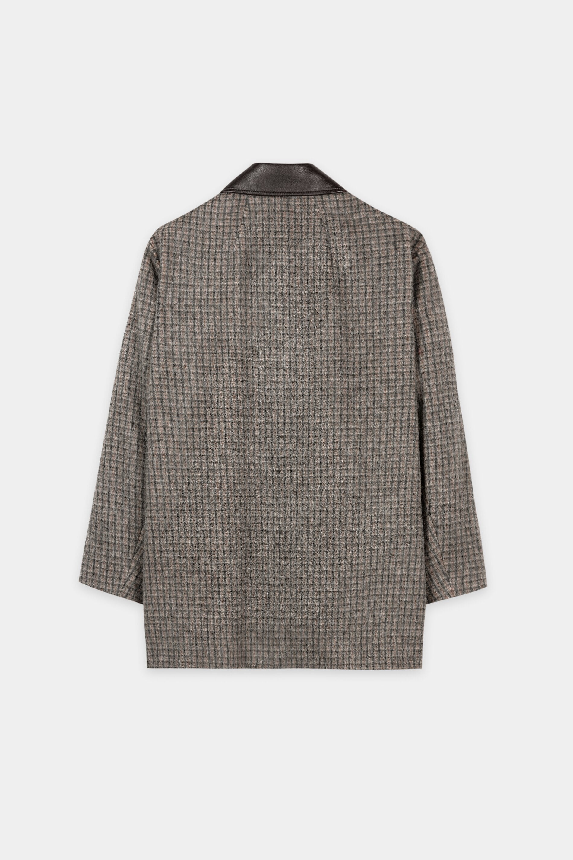 Karo-Kurzmantel aus Woll-Mix - heather grey - Standard | Artikel Rück