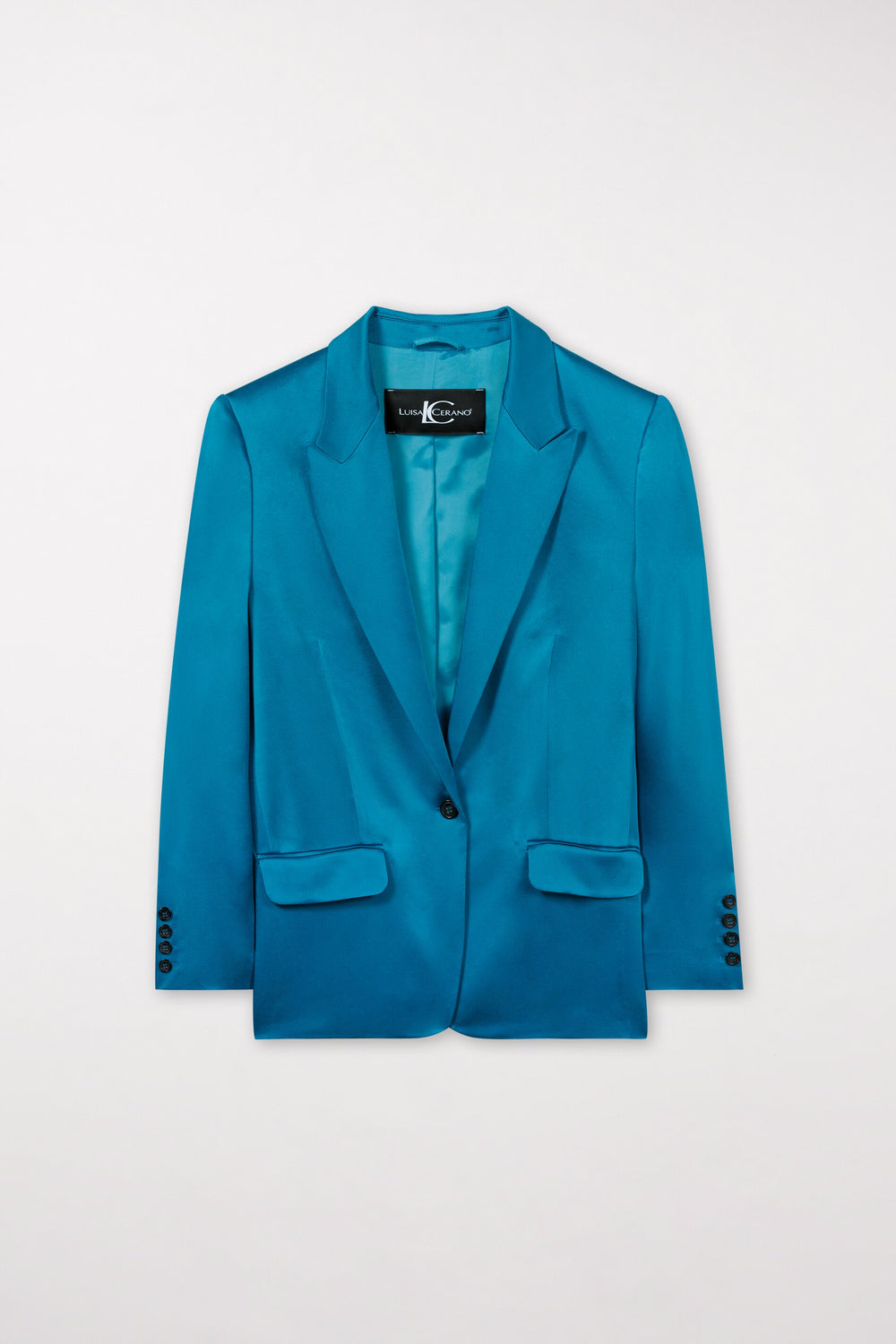 Satin-Ein-Knopf-Blazer - deep turquoise - Standard