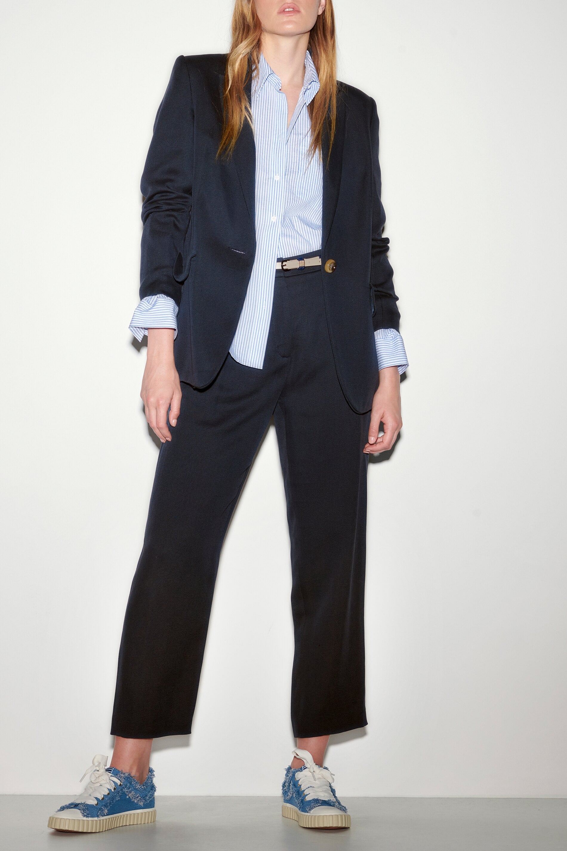 Gabardine-Einknopf-Blazer - dark navy - Standard | Model Front