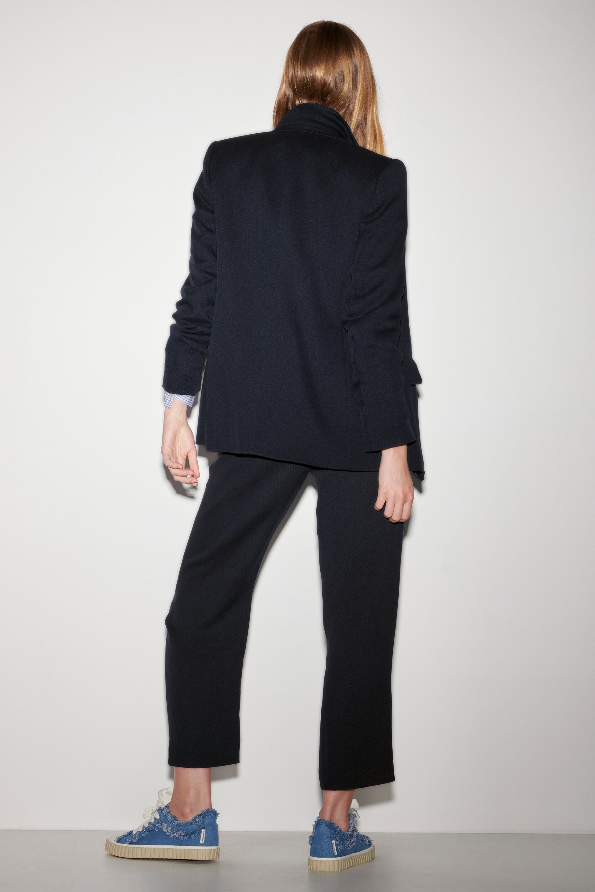 Gabardine-Einknopf-Blazer - dark navy - Standard | Model Rück