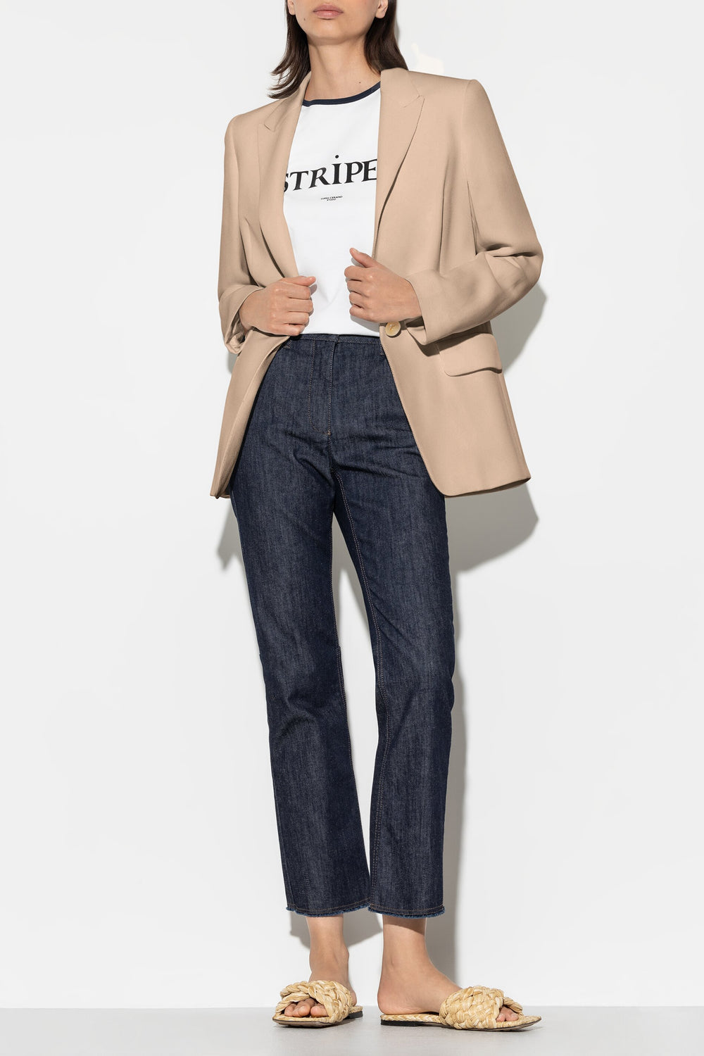 Gabardine-Einknopf-Blazer - cashew - Standard