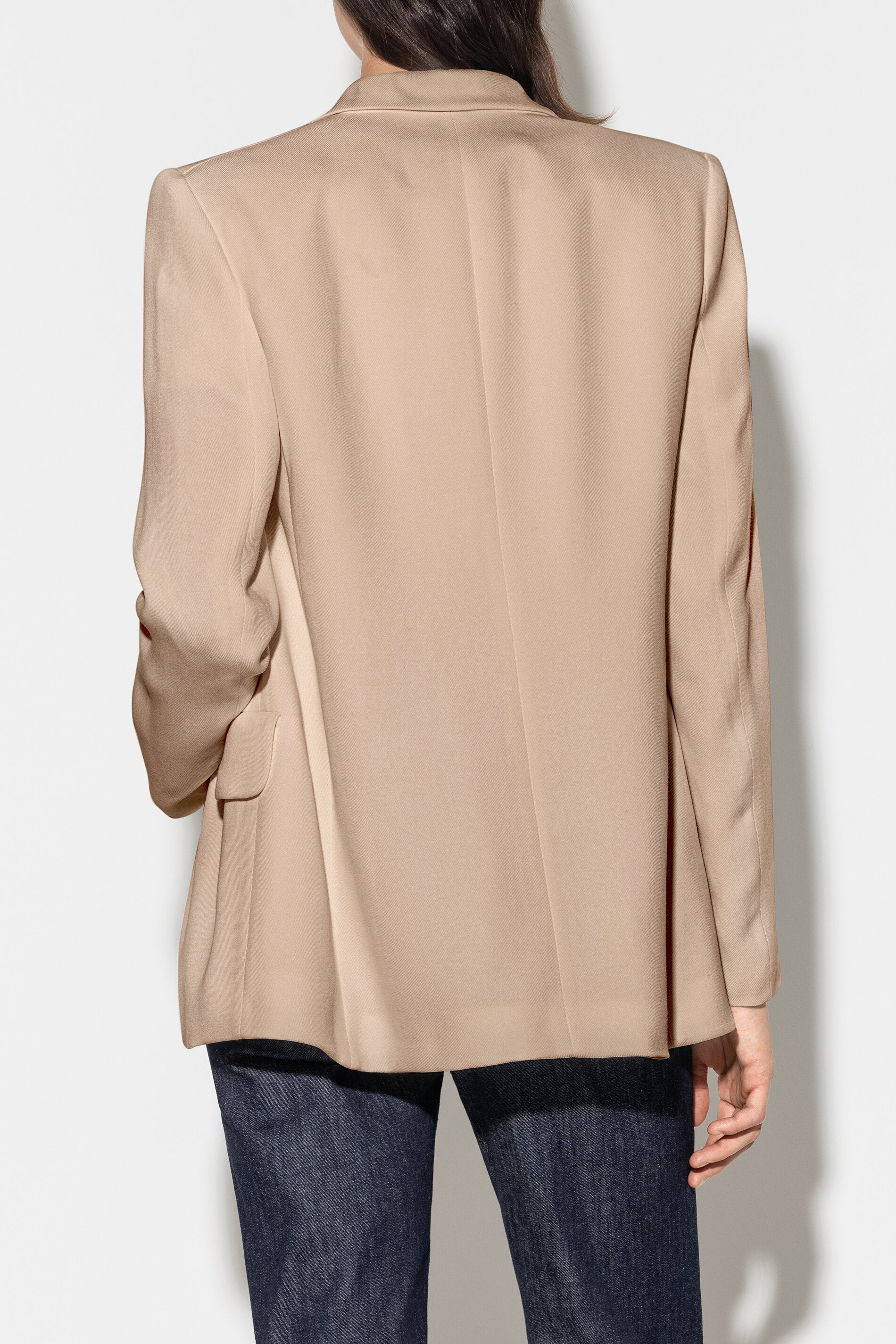 Gabardine-Einknopf-Blazer - cashew - Standard | Model Rück