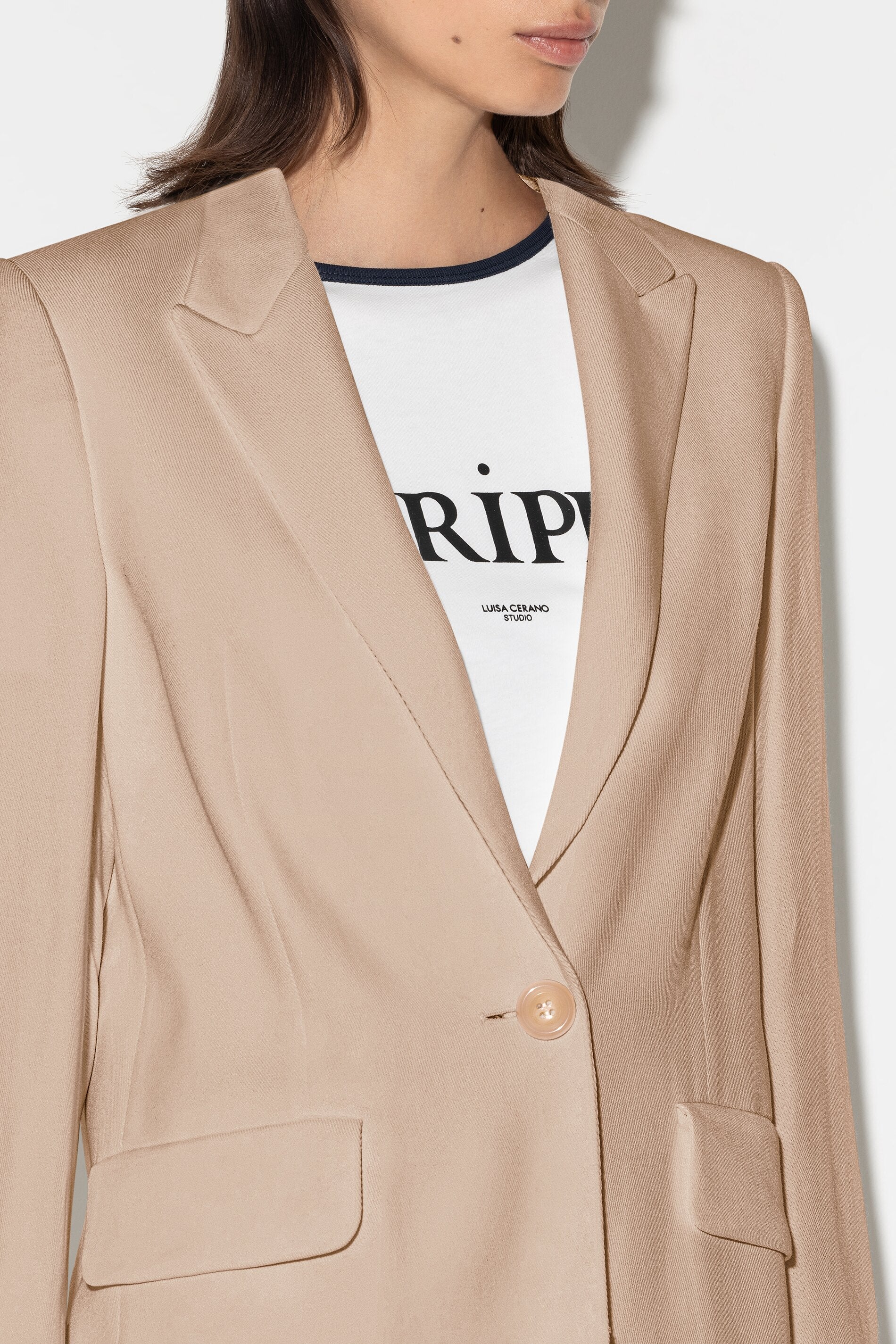 Gabardine-Einknopf-Blazer - cashew - Standard | Model Detail