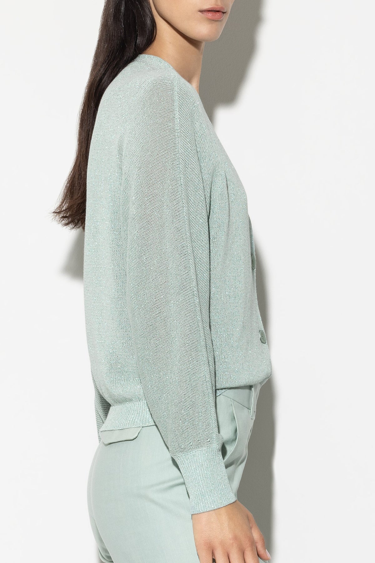 Cardigan in Parallelo-Optik - mint - Standard | Model Seite