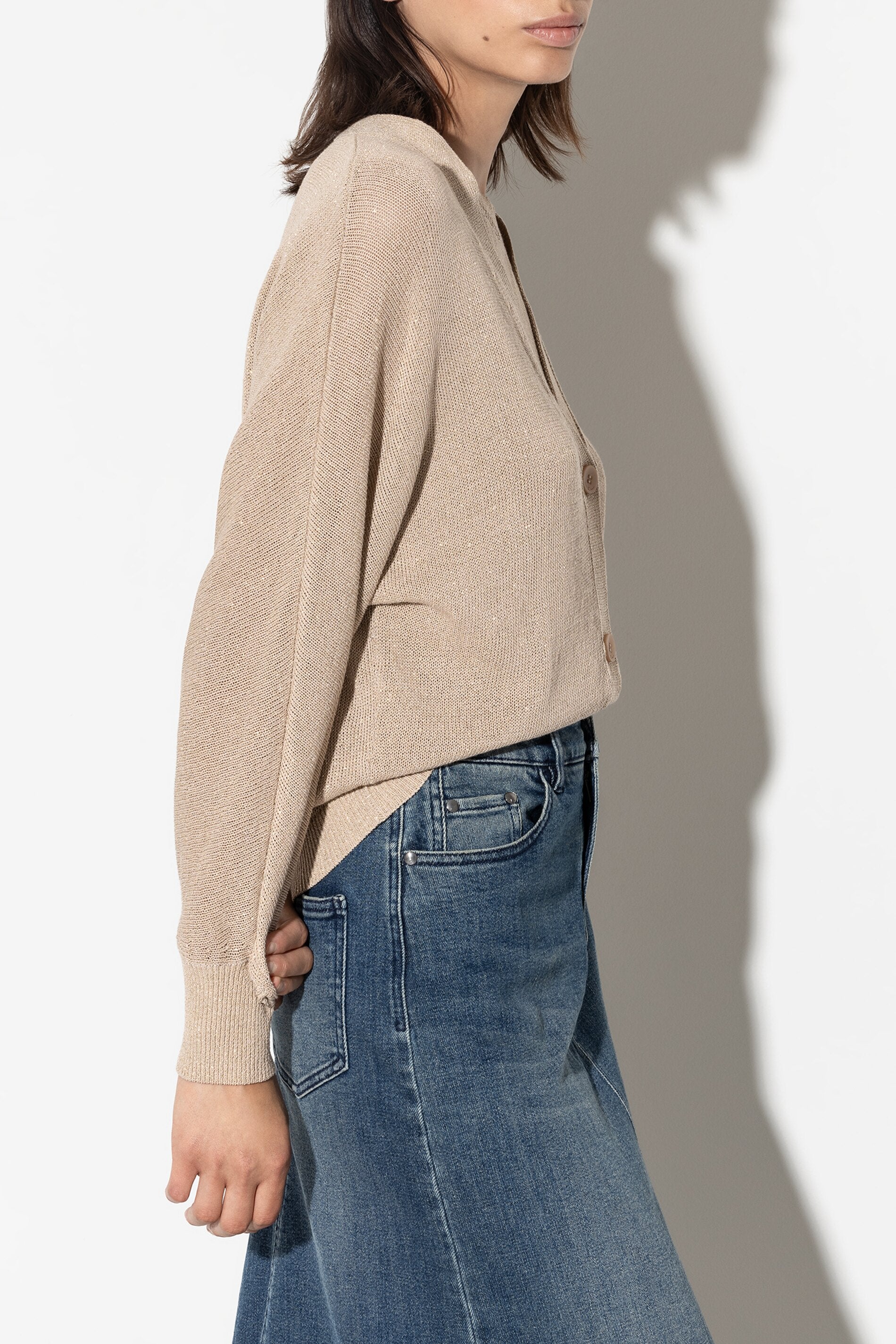 Cardigan in Parallelo-Optik - cashew - Standard | Model Seite