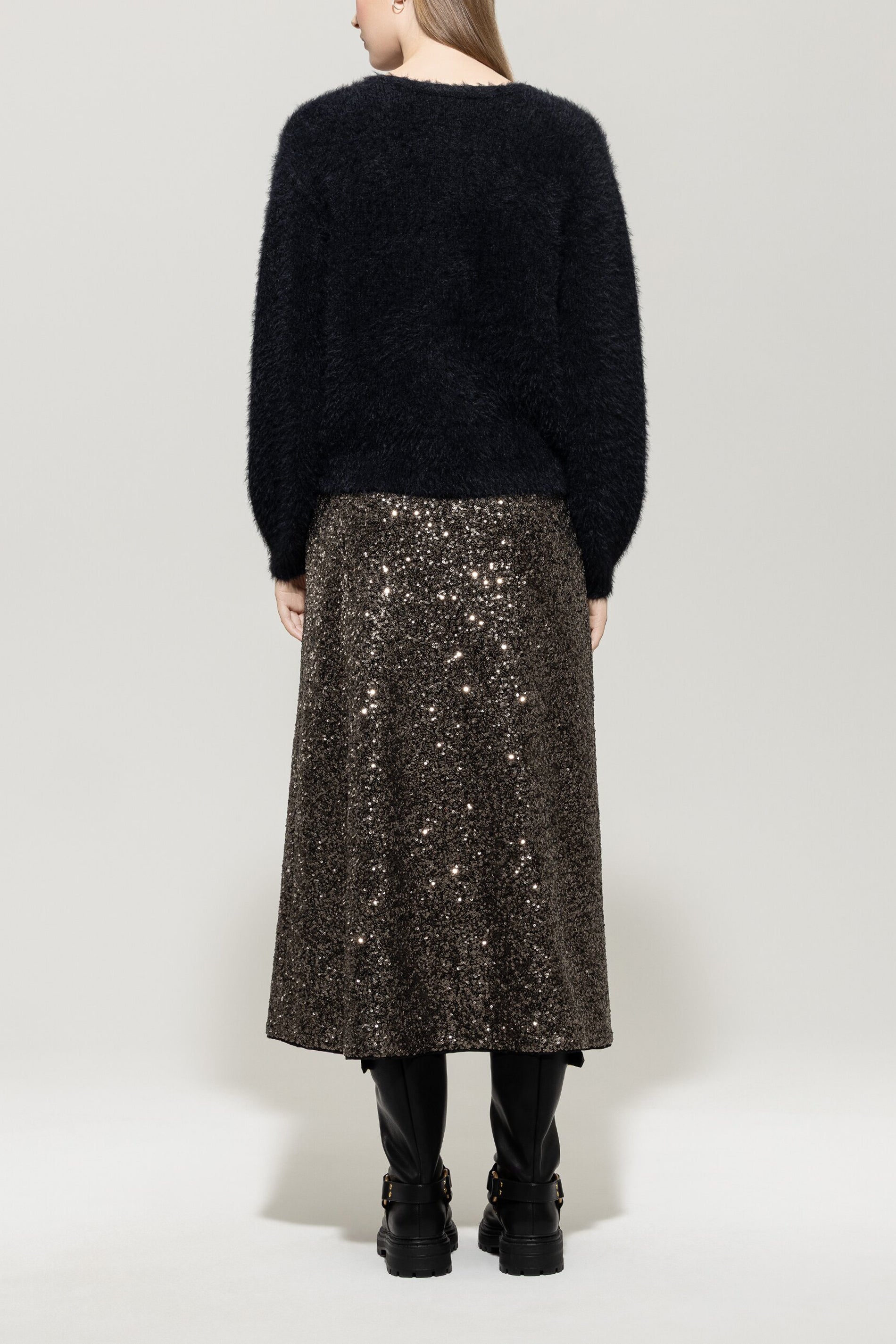 Rock mit Pailletten - urban grey - Standard | Model Rück