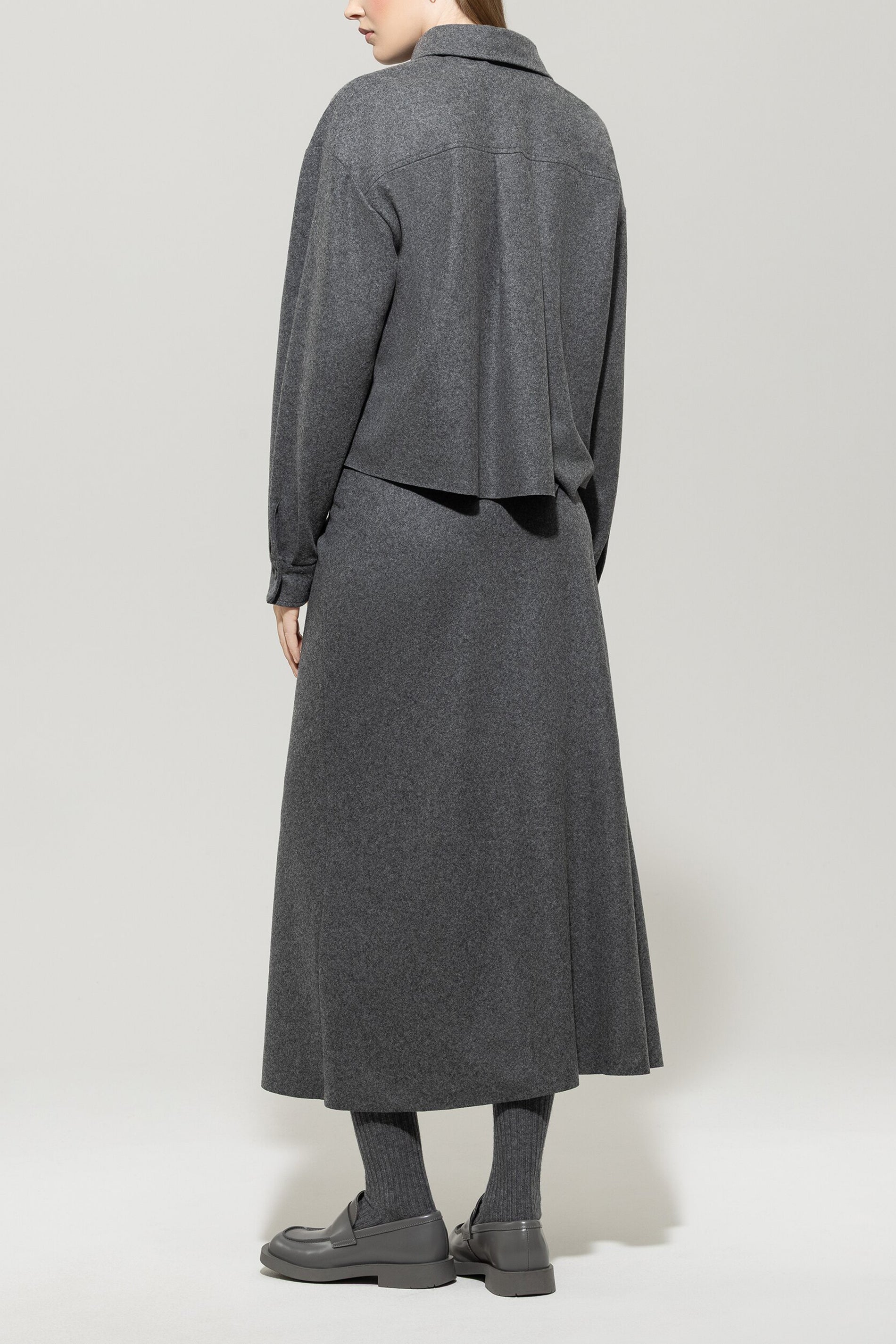 Flanell-Midirock - dark grey melange - Standard | Model Rück