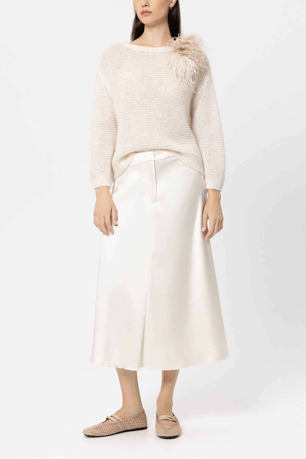 Satin skirt - cream - Standard