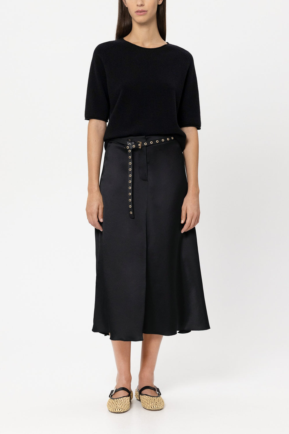 Satin skirt - pure black - Standard