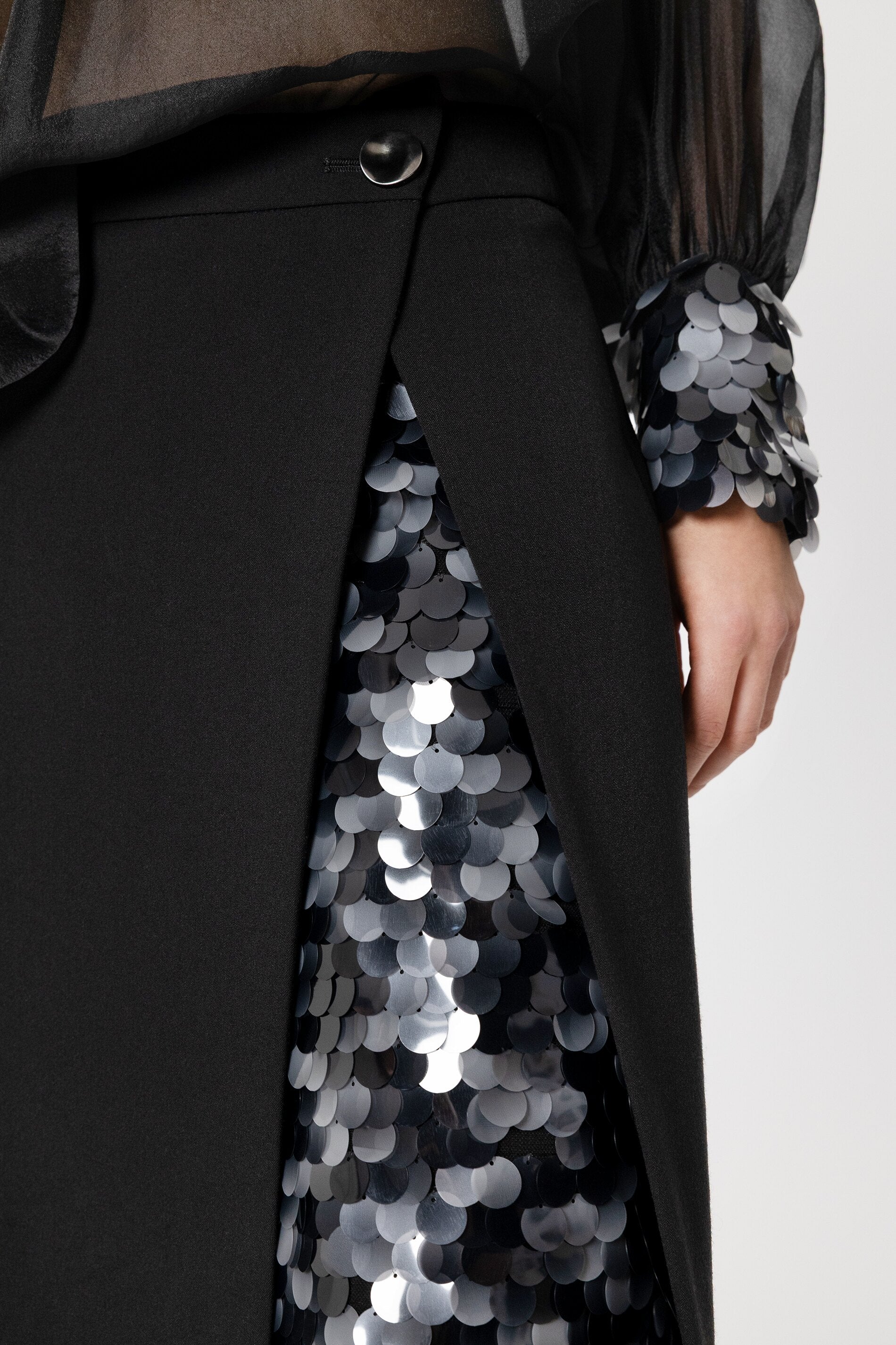 Mini skirt in wrap look - black - long version