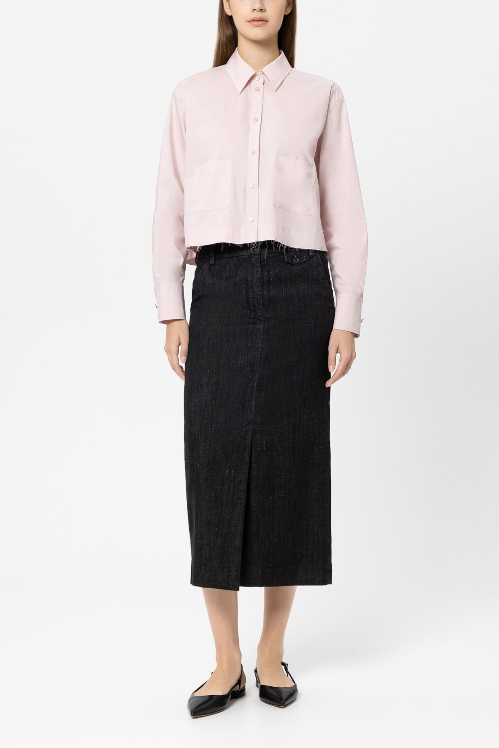 Pinstripe denim skirt - black - Standard