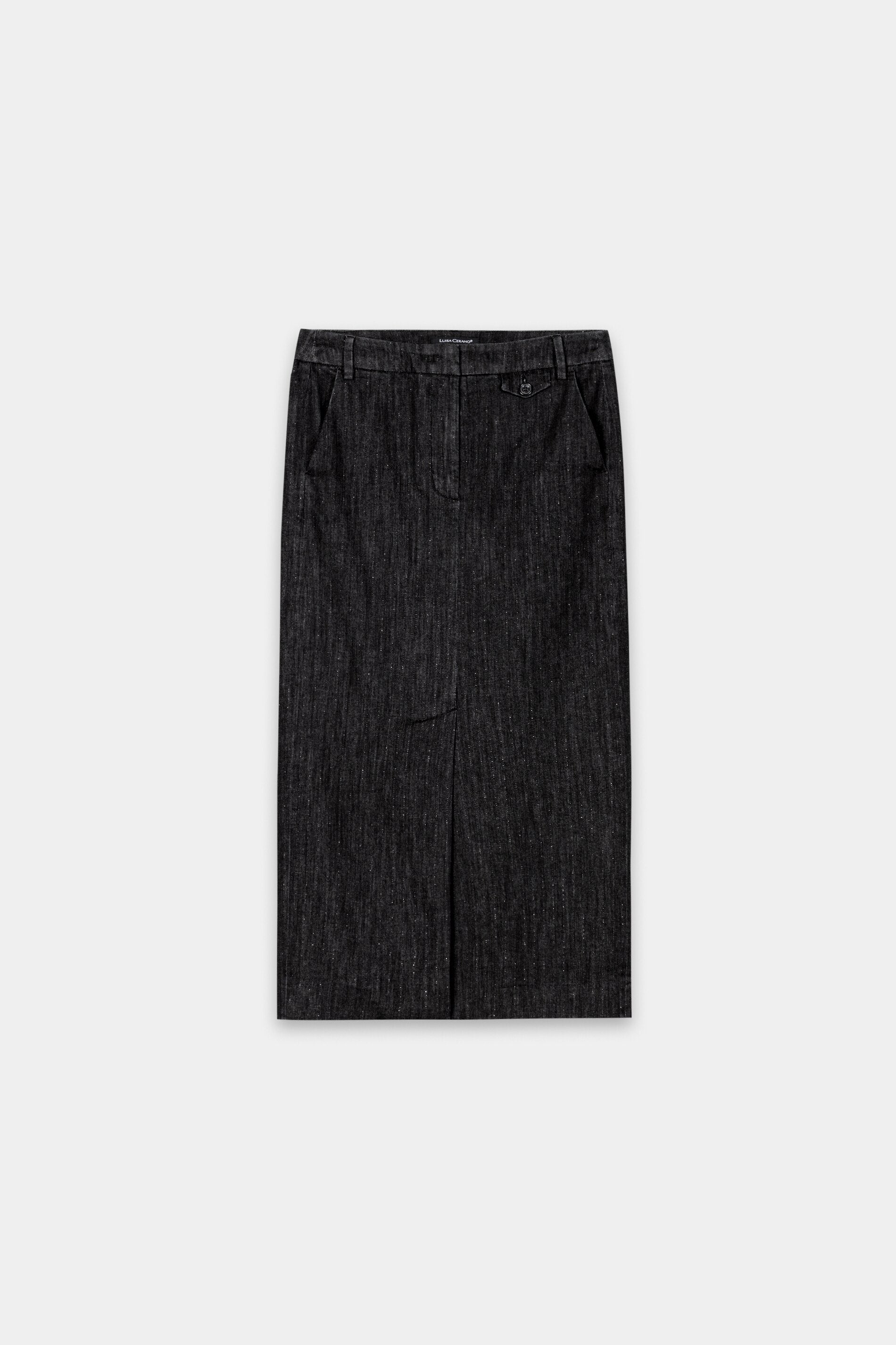 Pinstripe denim skirt - black - Standard
