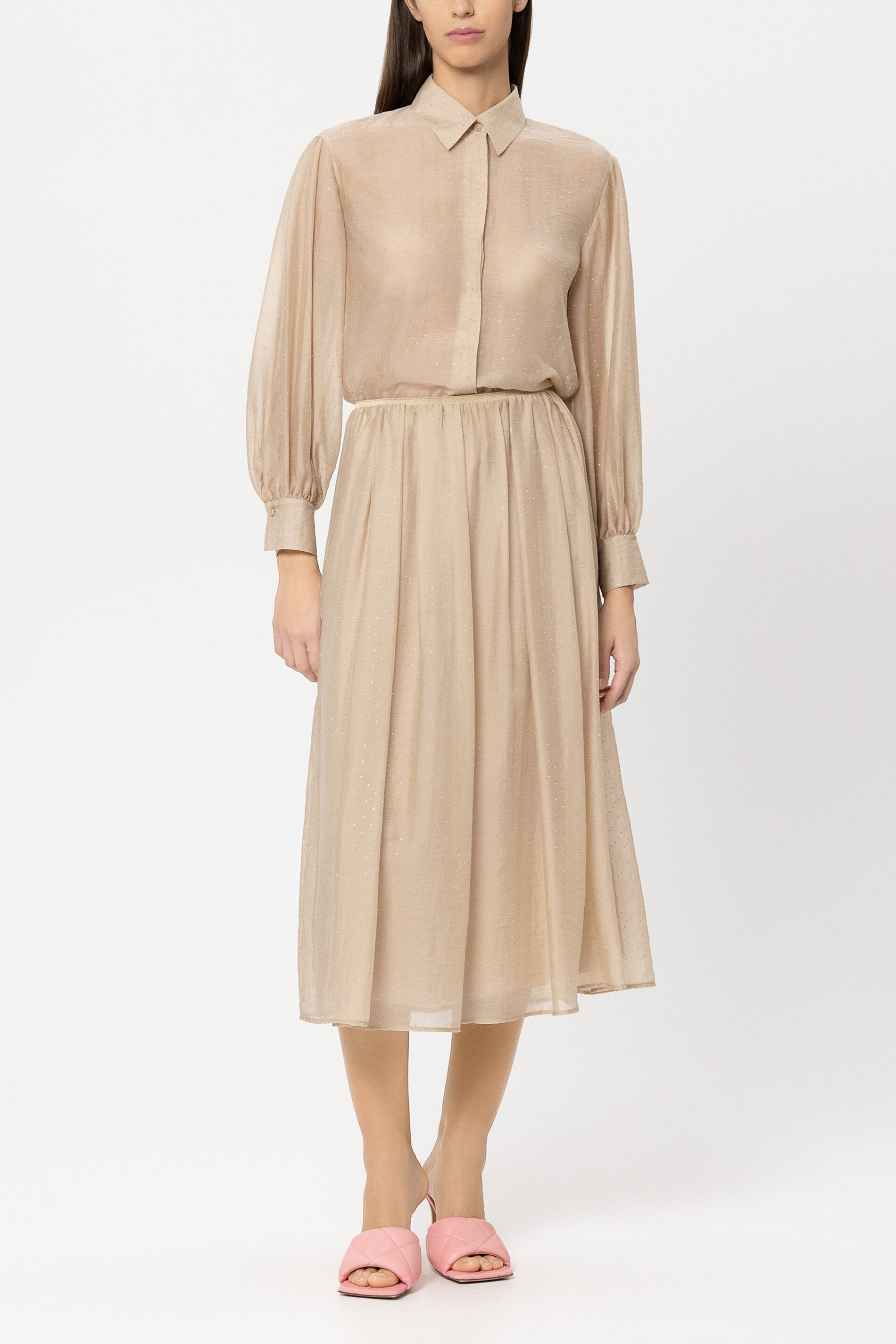 Rock mit Glitzersteinen - soft camel - Standard | Model Front