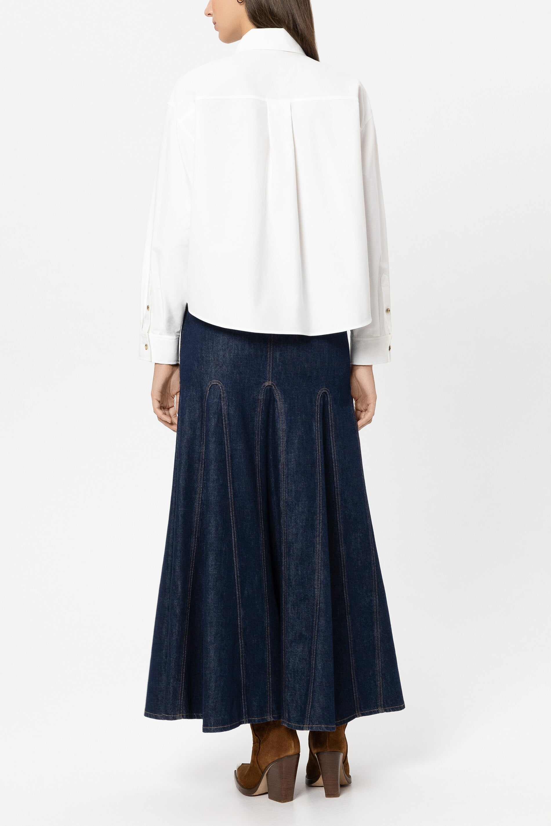 Denim godet skirt - denim blue - Standard