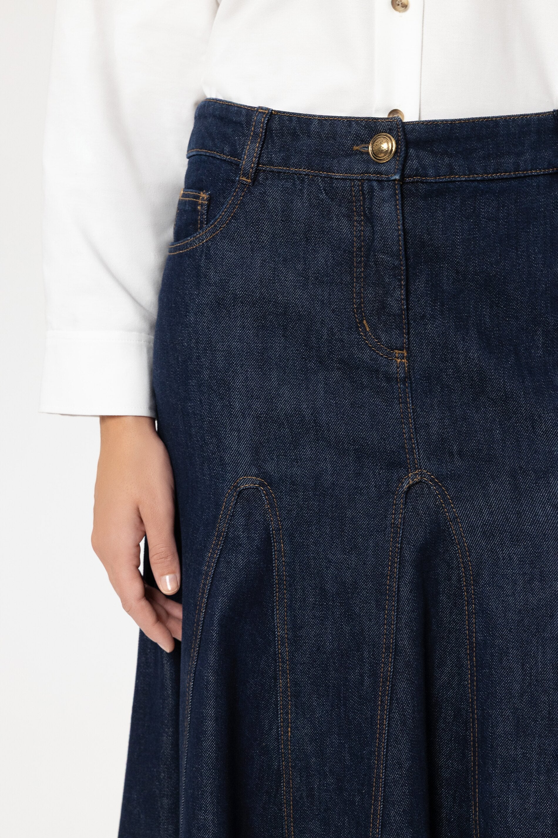 Denim godet skirt - denim blue - Standard