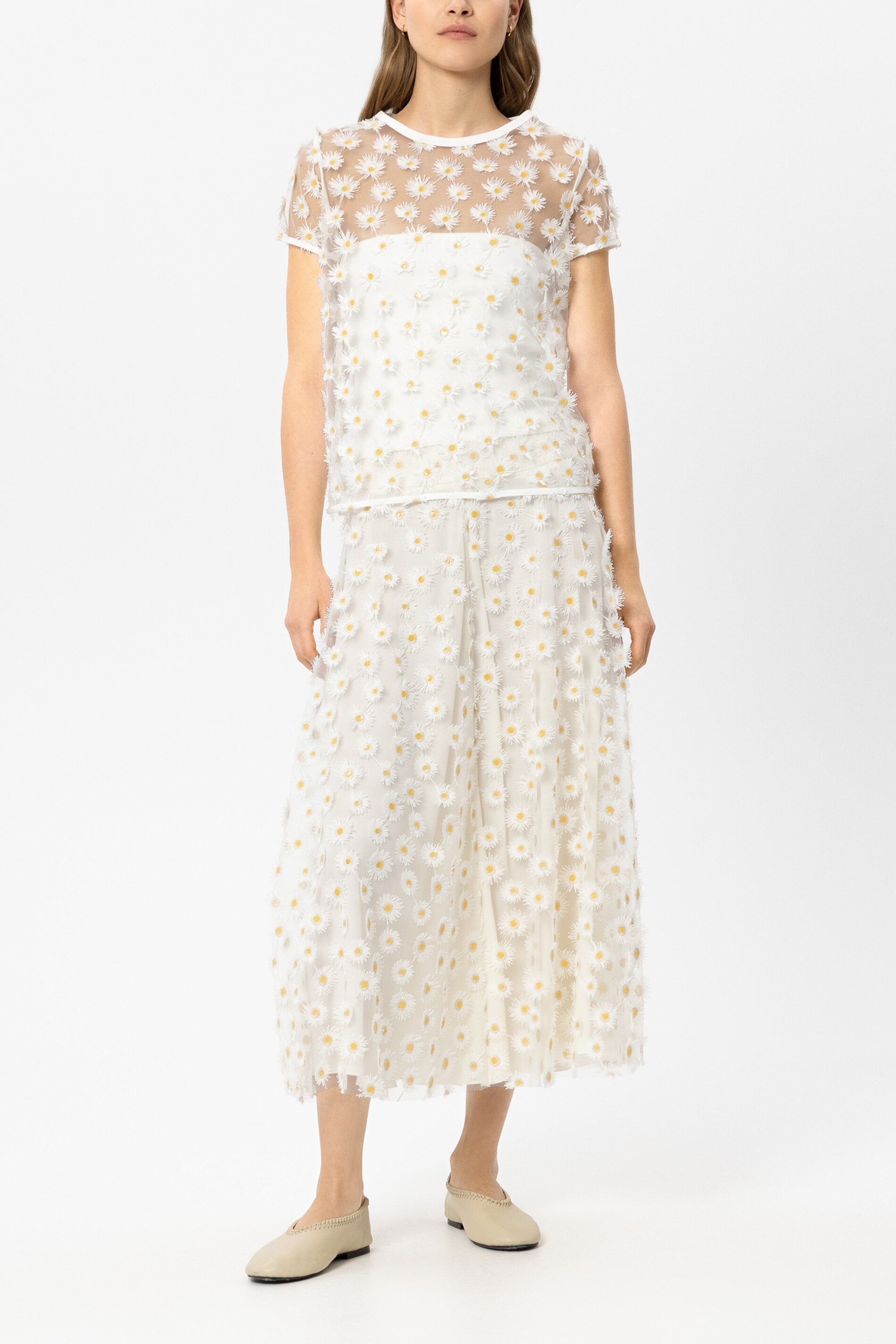 Maxirock mit Blüten - white - Standard | Model Front