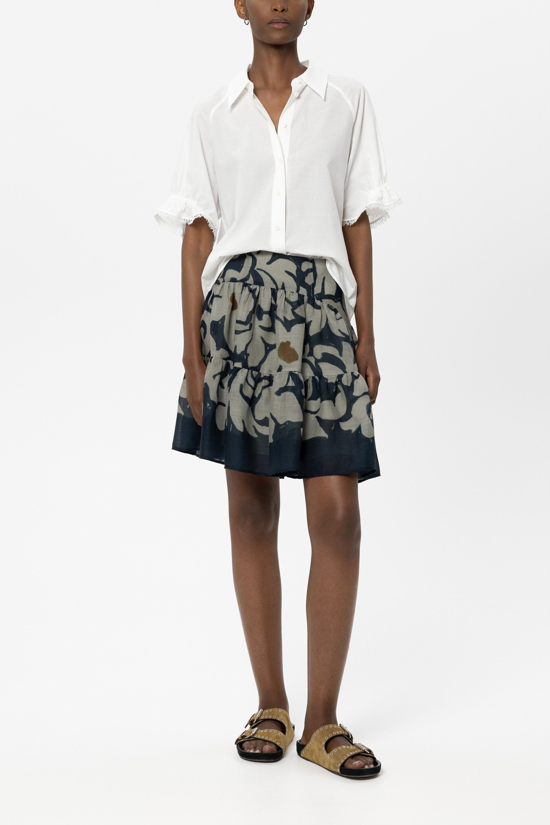 Mini skirt with flower print - tinted blue / multi - Standard
