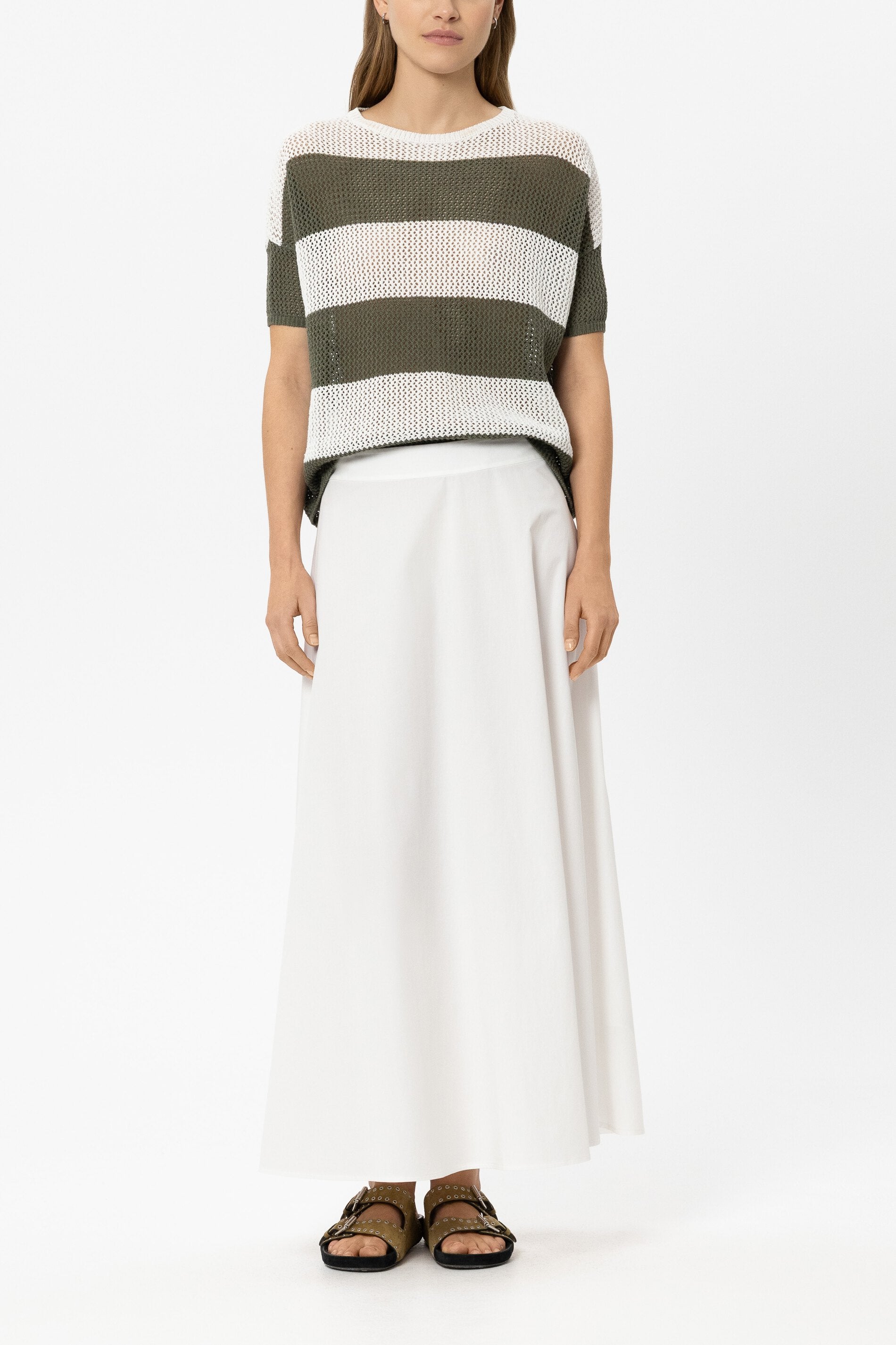 Gabardine-Rock in A-Linie - white - Standard | Model Front