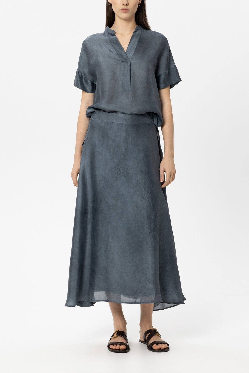 Maxirock aus Seiden-Mix - tinted blue - Standard