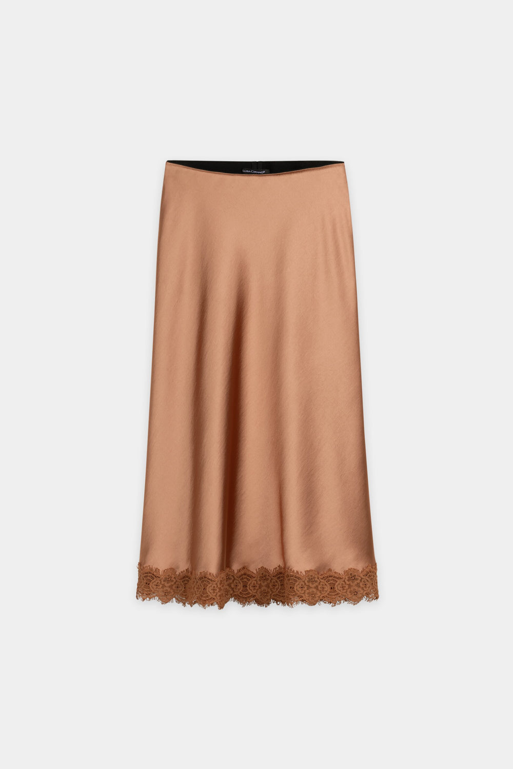 Satin-Rock mit Spitzendetail - brick - Standard
