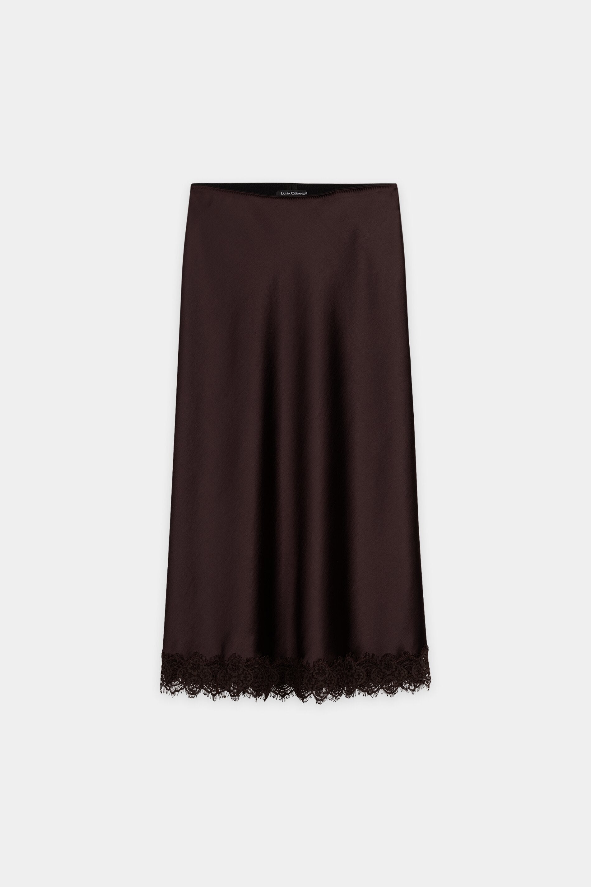 Satin-Rock mit Spitzendetail - marone - Standard | Artikel Front