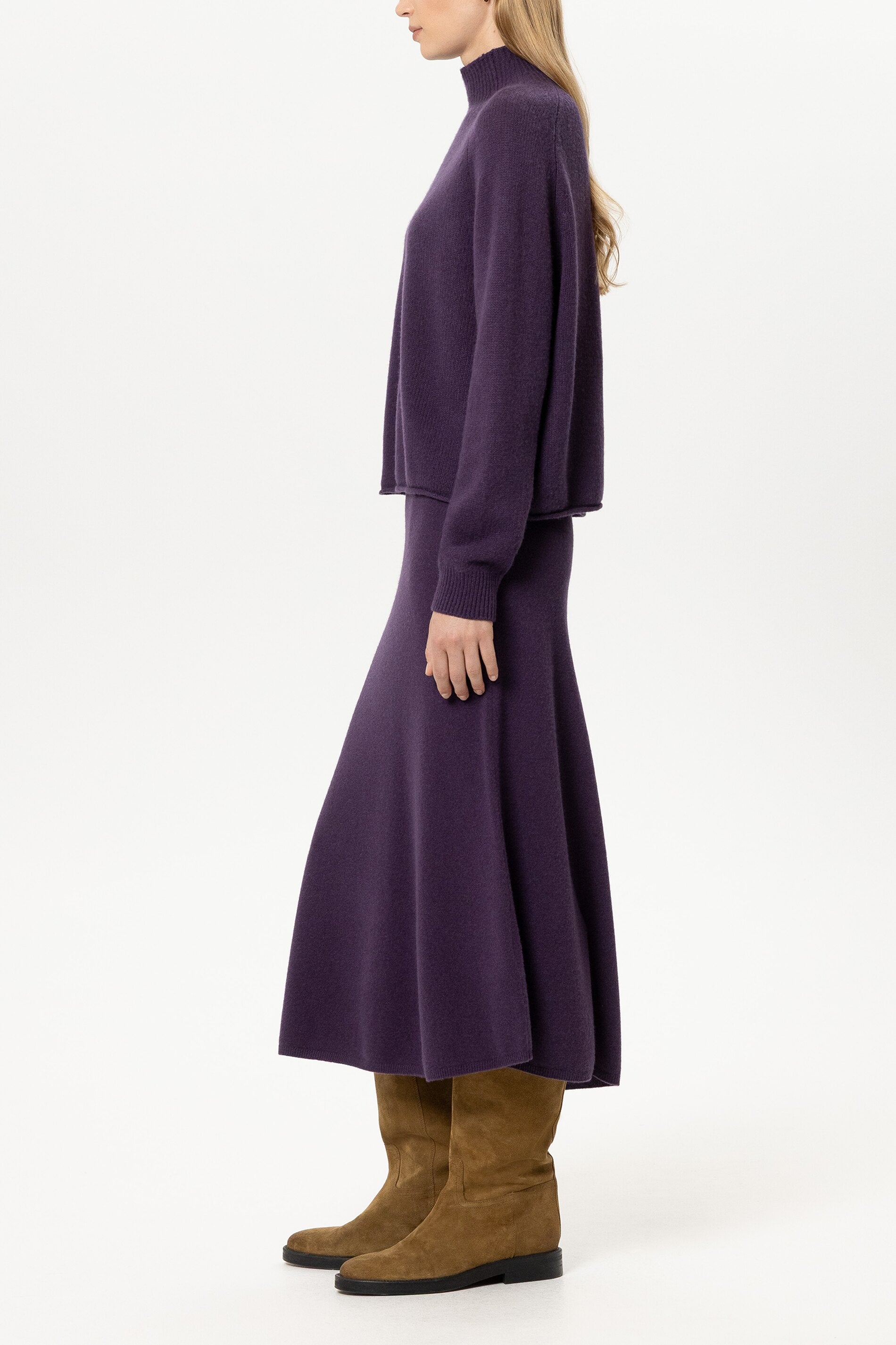 Rock aus Kaschmir-Mix - plum - Standard | Model Seite