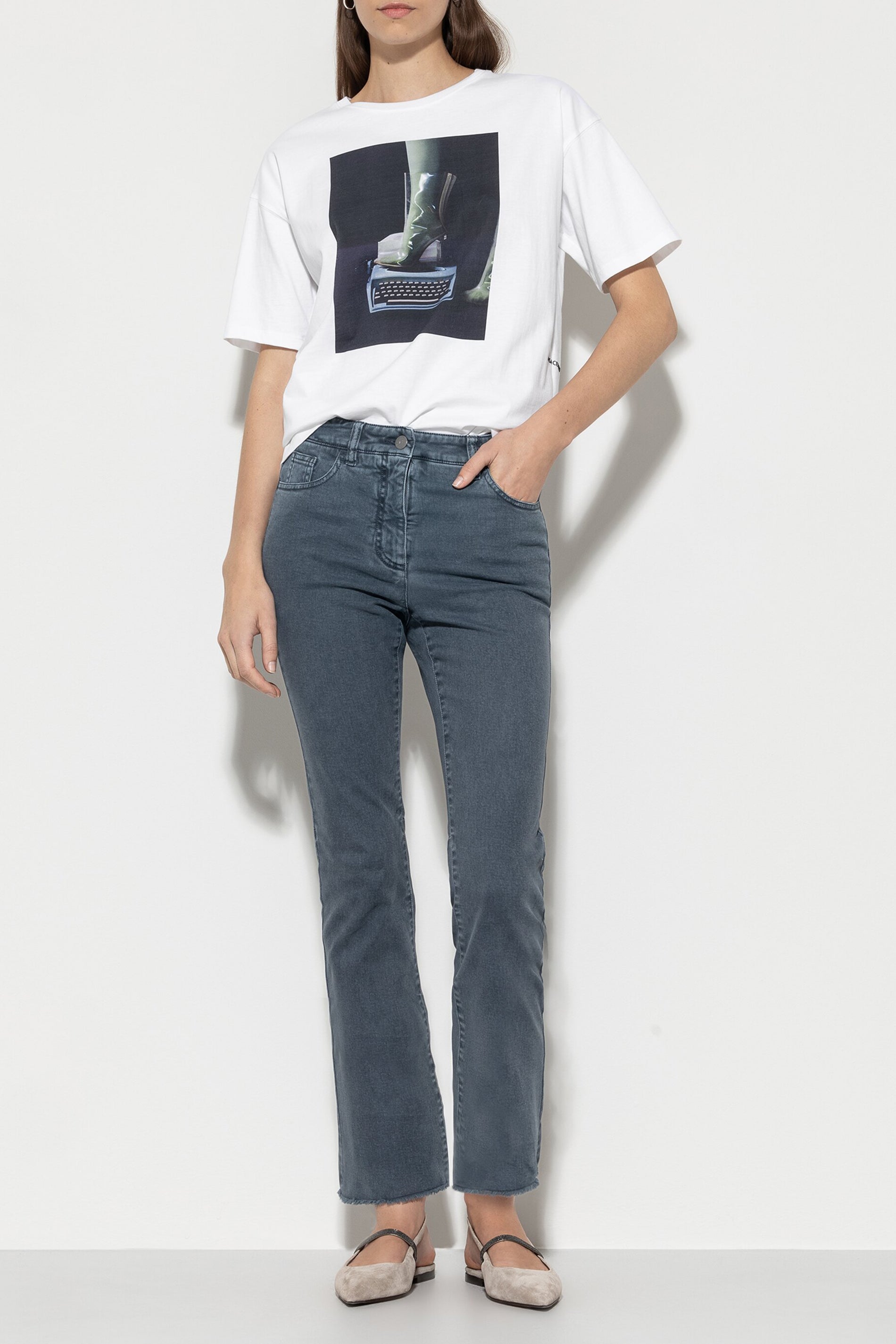 Authentic-Twill-Denim - greyish blue - ohne Motiv | Model Front