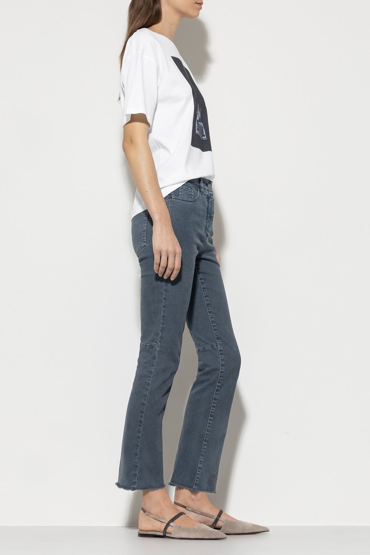 Authentic-Twill-Denim - greyish blue - ohne Motiv | Model Seite