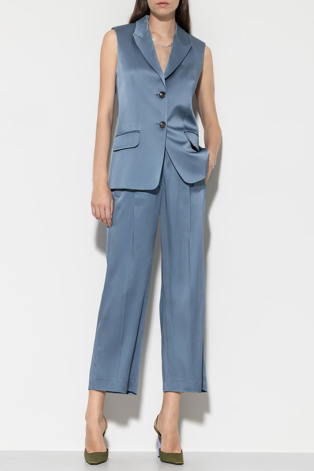 Satin-Wideleg-Pants - smoky blue - Standard