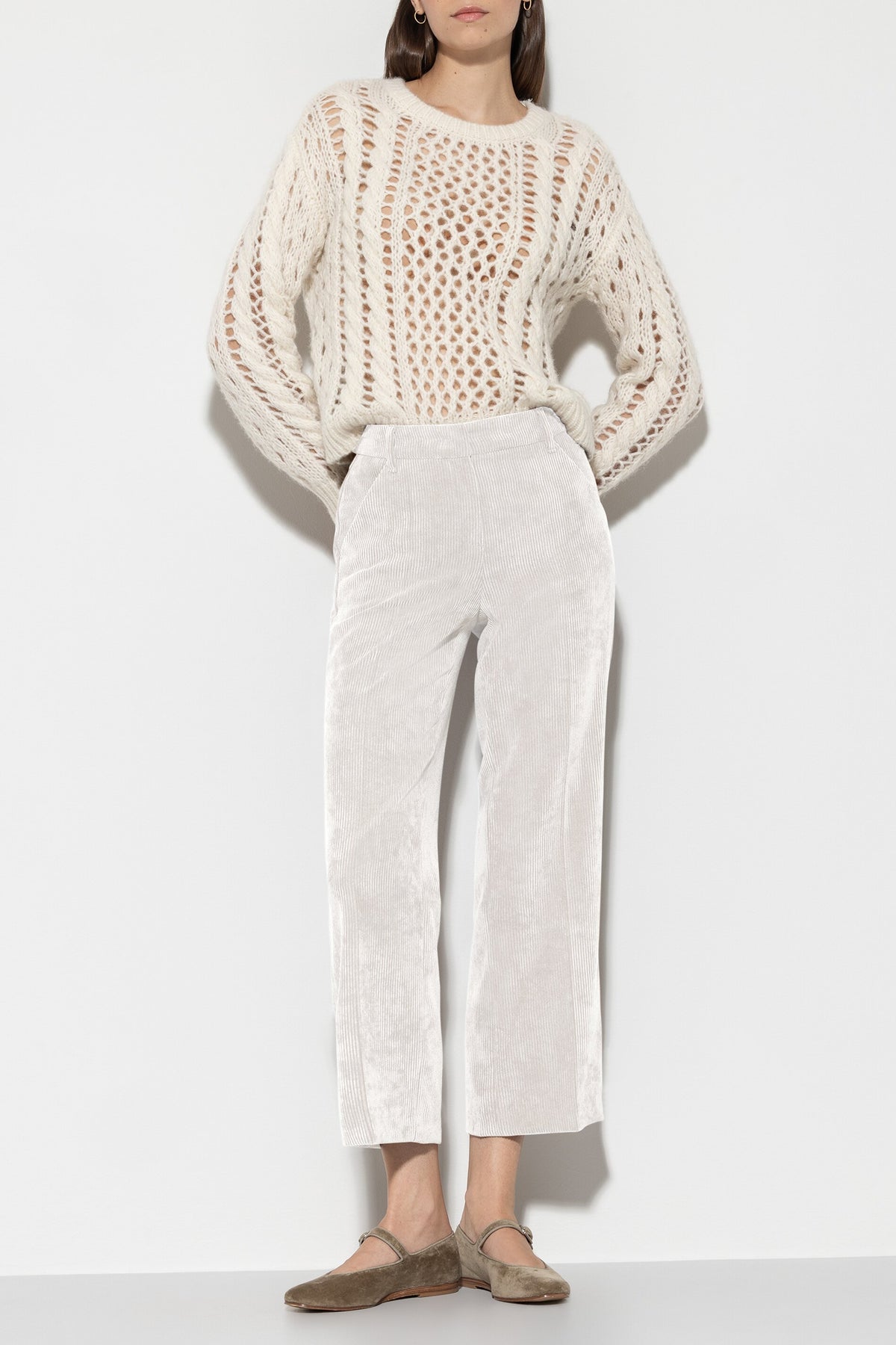 Cord-Wideleg-Pants - eggshell - Standard | Model Front