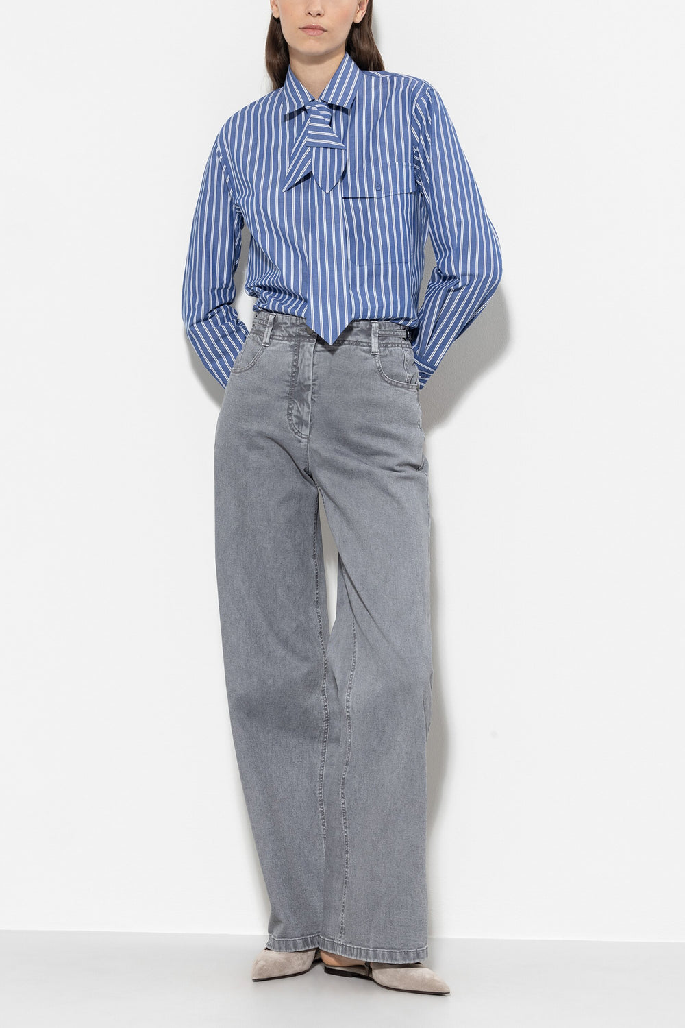 Authentic-Twill-Denim - soft grey - ohne Motiv