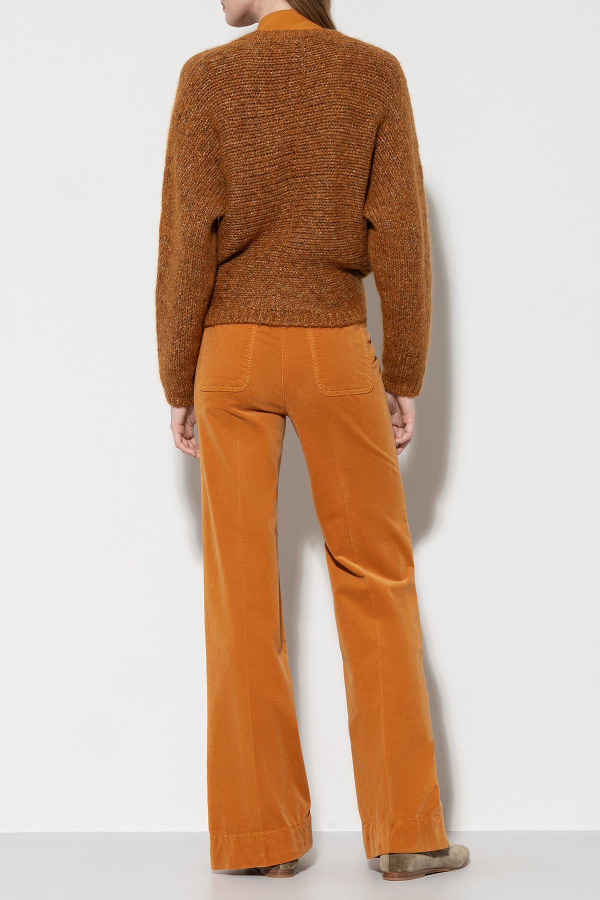 Samt-Flared-Pants - kurkuma - Standard | Model Rück