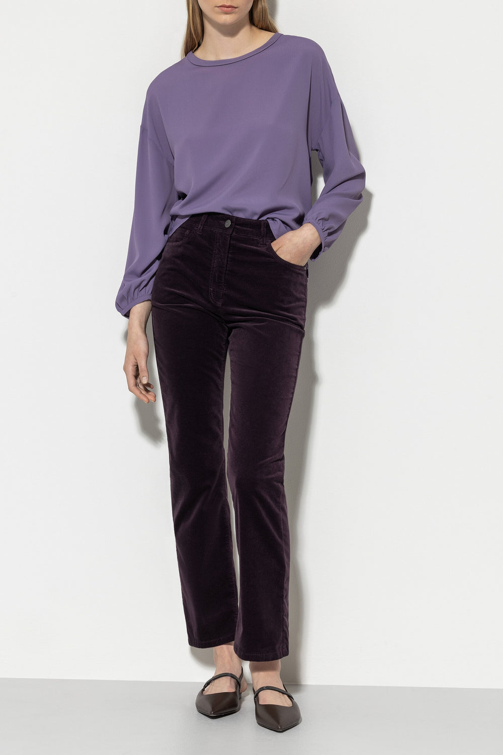 Velvet-Babyflare-Pants - burgundy - Standard
