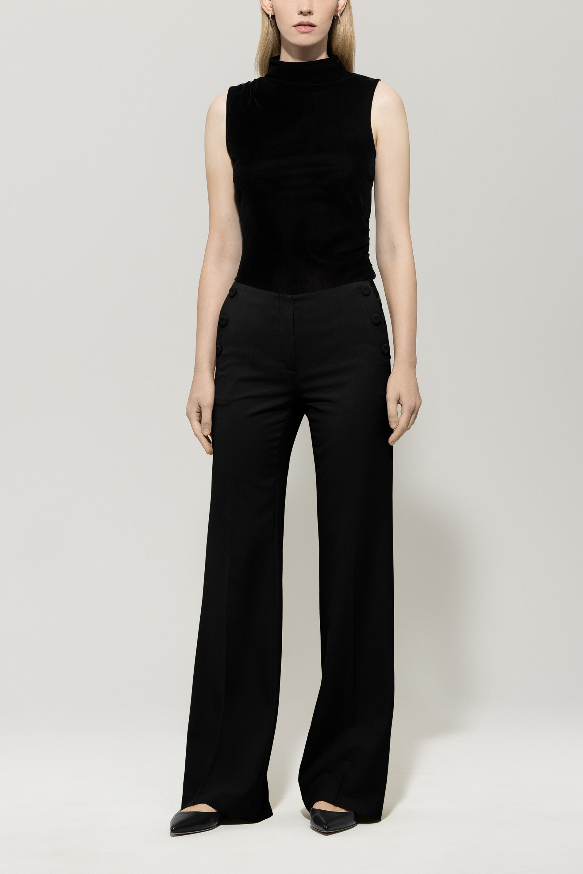 Bootcut-Sailor-Pants - deep black - Standard | Model Front