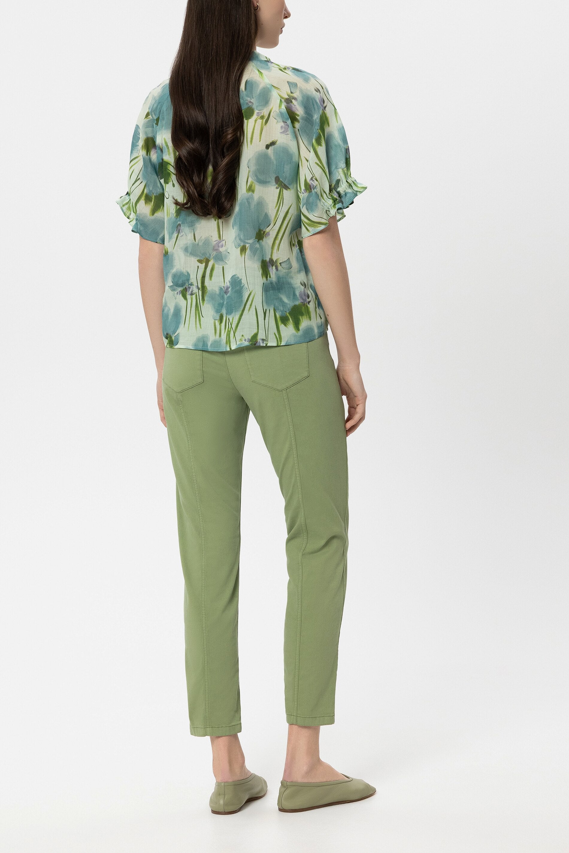 High-Stretch-Skinny-Denim - moss green - Standard | Model Rück