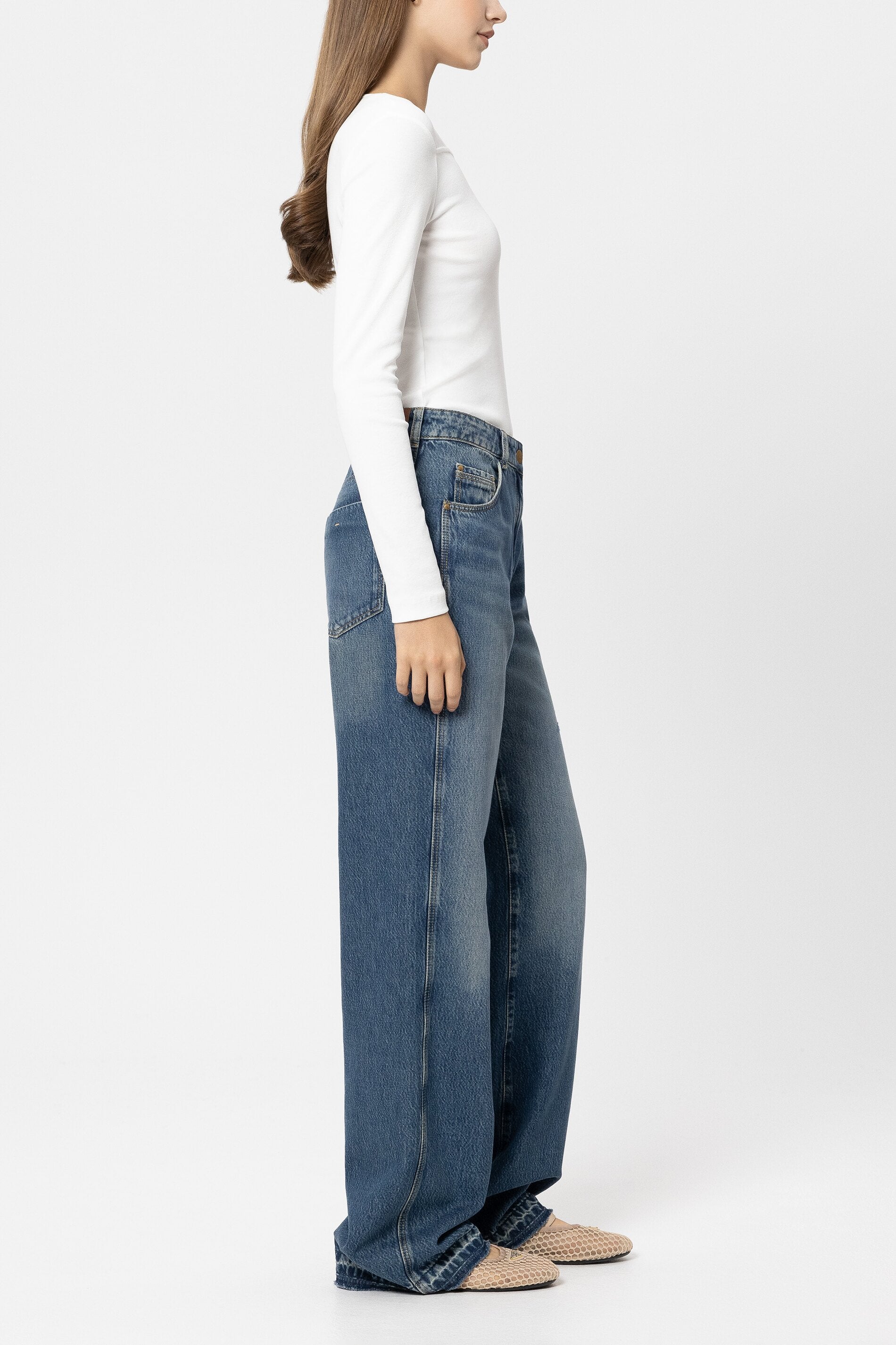 Straightleg-Tencel-Denim - denim blue - Standard | Model Seite