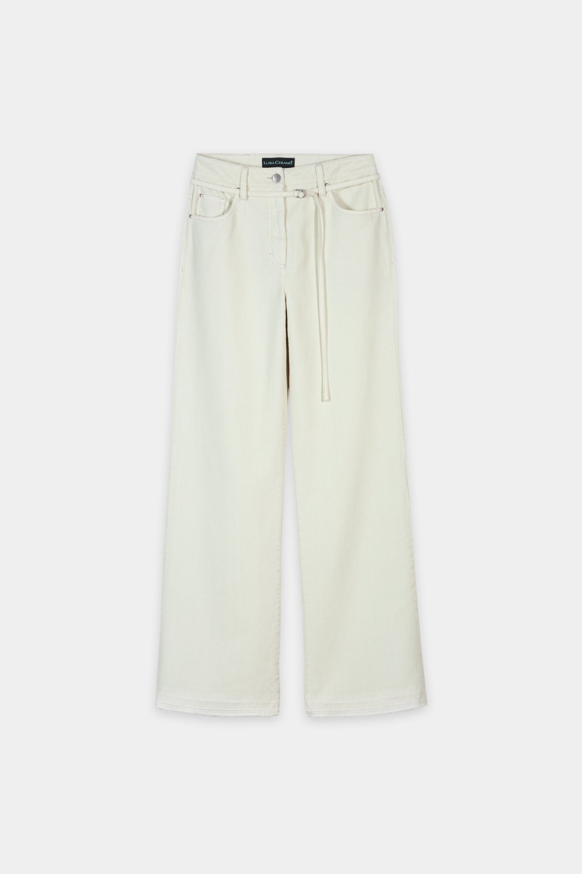 Wideleg denim with tie belt - pistachio - short version