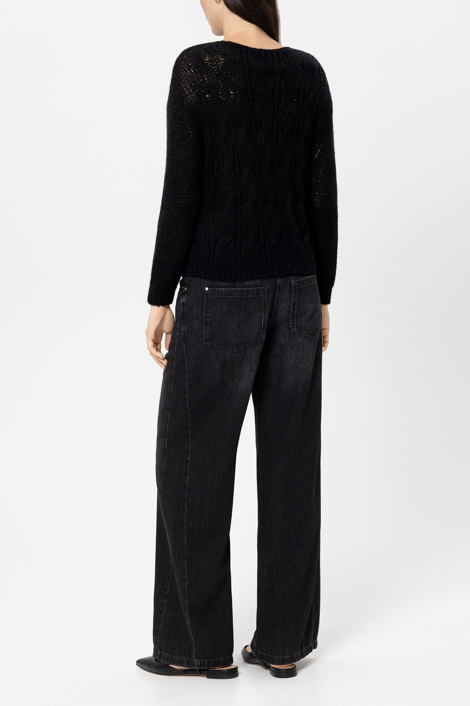 Wideleg-Black-Denim - pure black - Standard | Model Rück