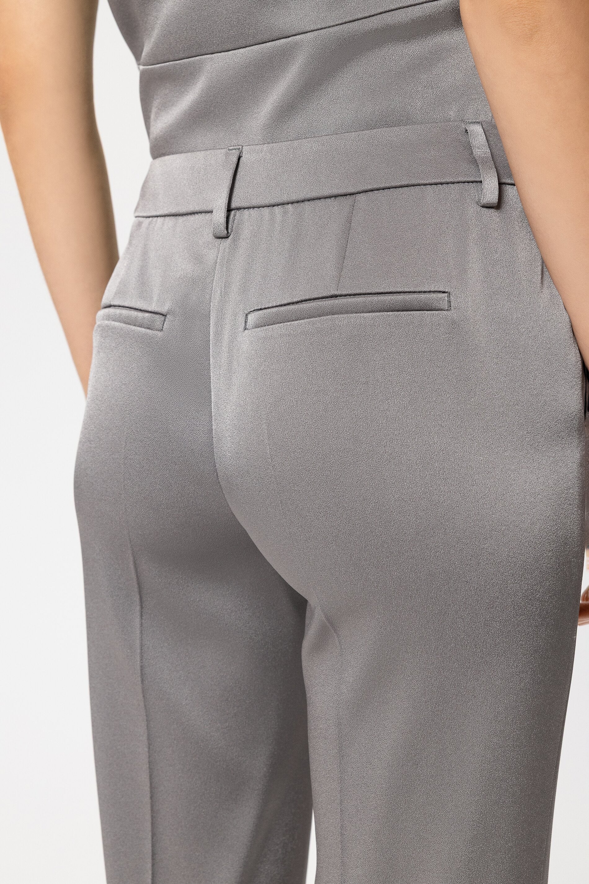Flared pants in satin look - platinum - Standard