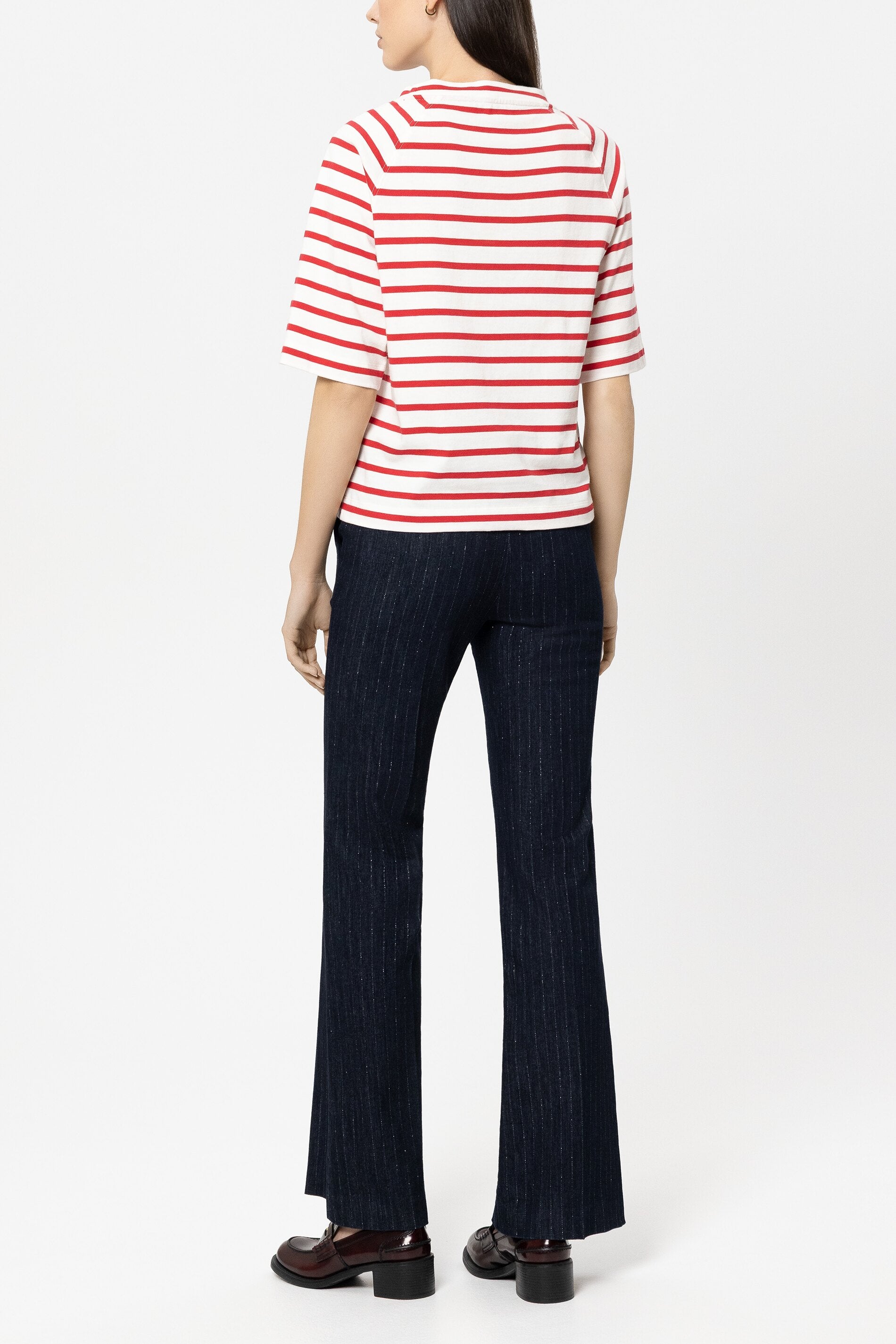 Pinstripe-Bootleg-Denim - denim blue - Standard | Model Rück