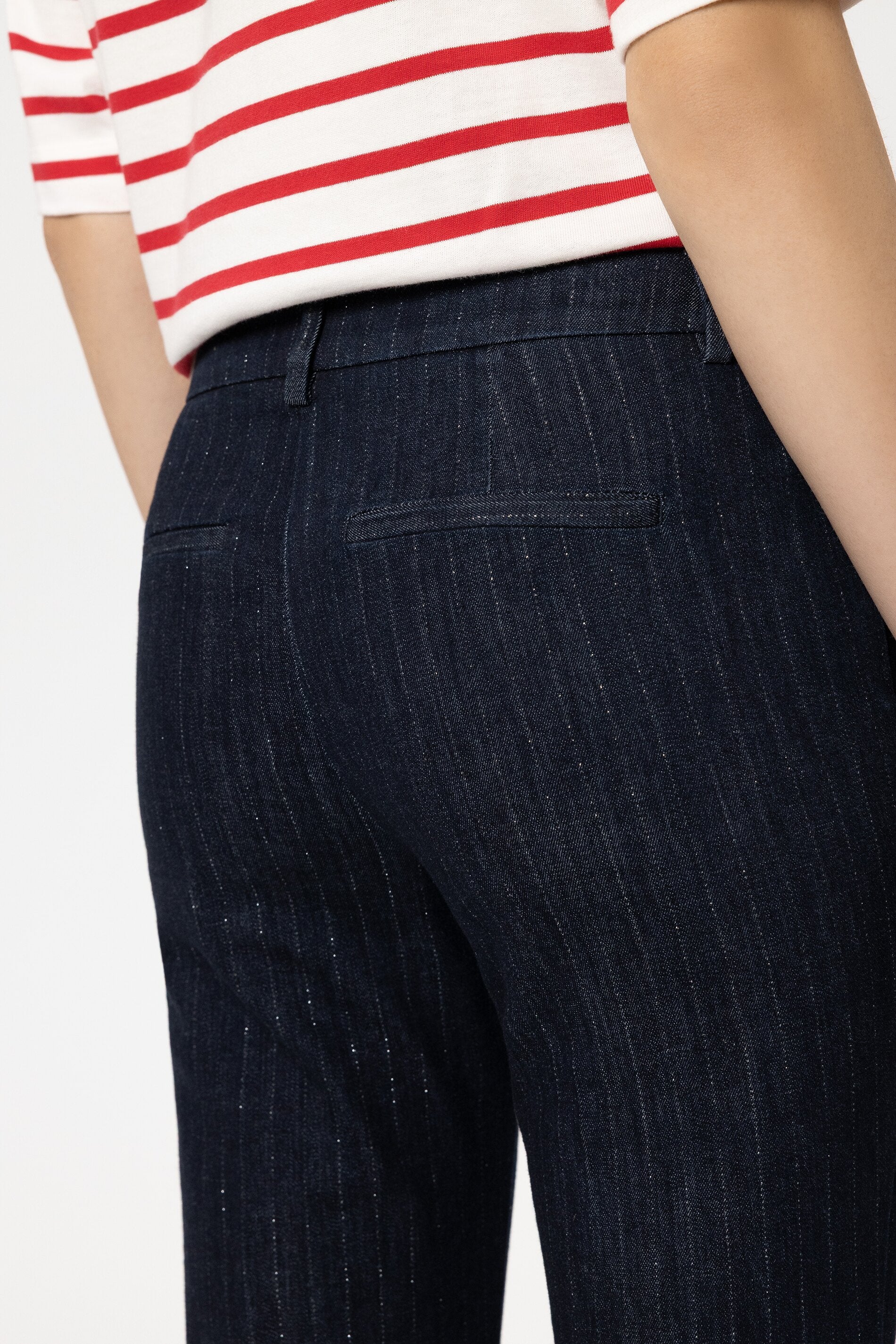 Pinstripe-Bootleg-Denim - denim blue - Standard | Model Detail