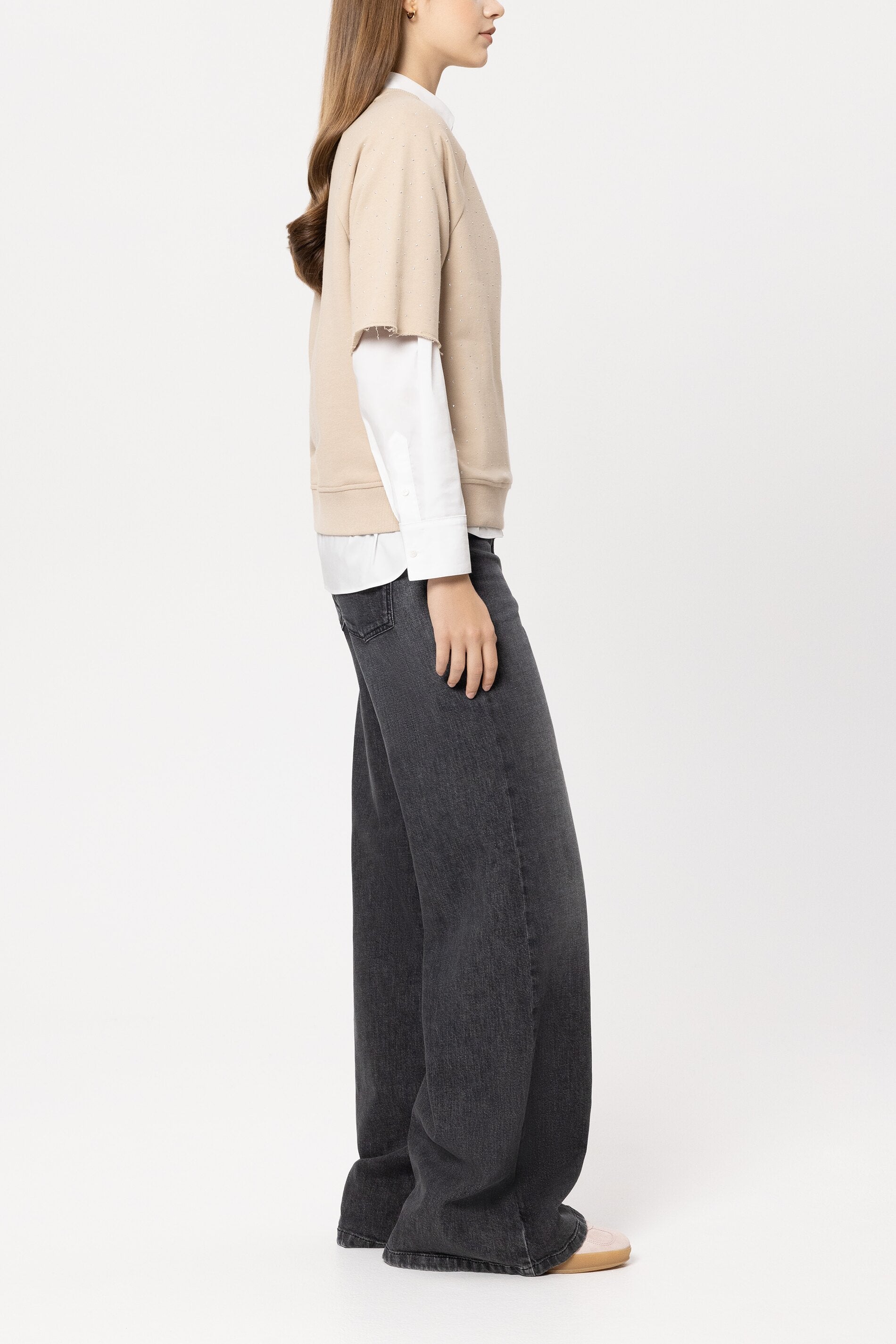 Authentik-Wideleg-Denim - pure black - Standard | Model Seite