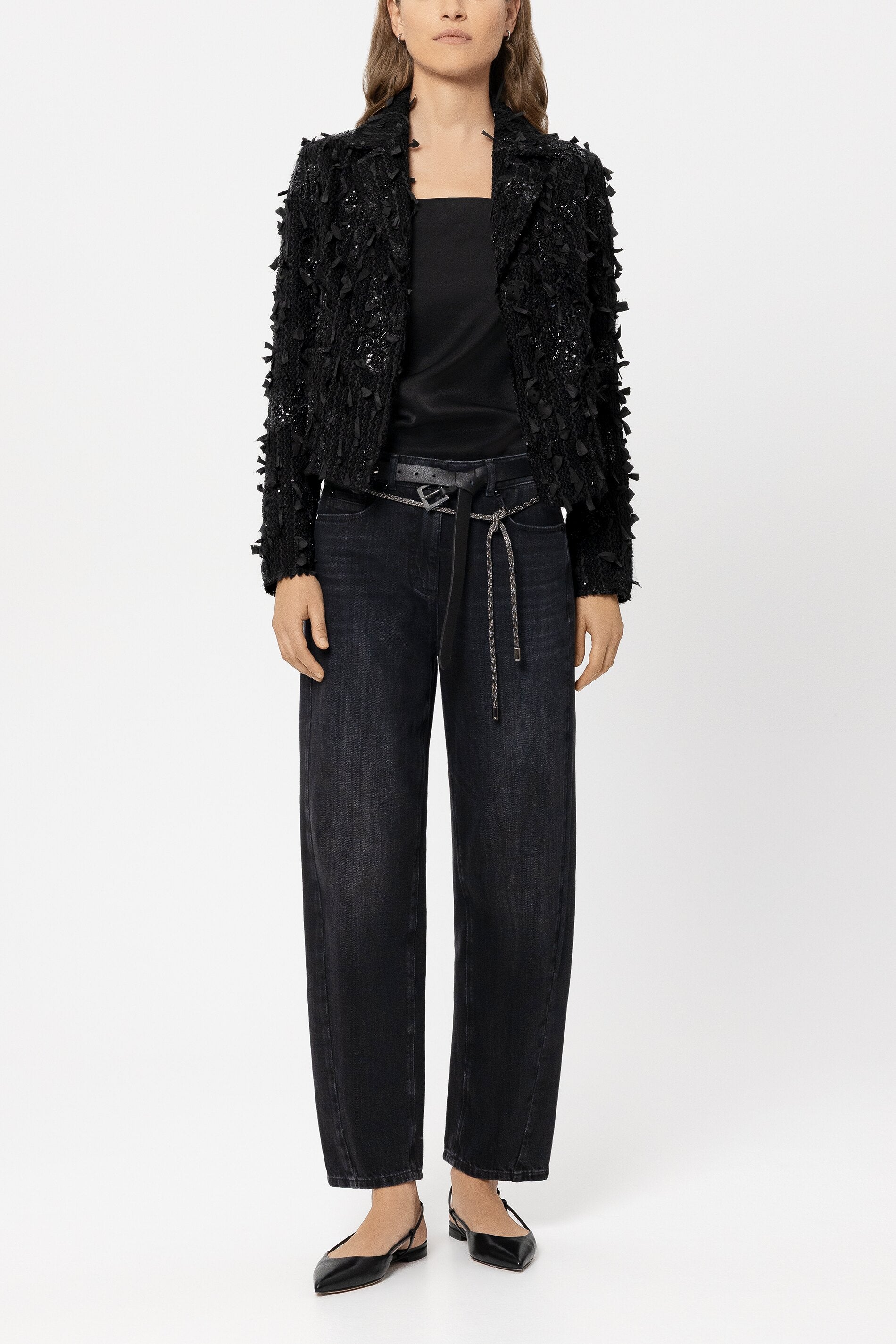 Barrelleg-Black-Denim - black - Standard | Model Front