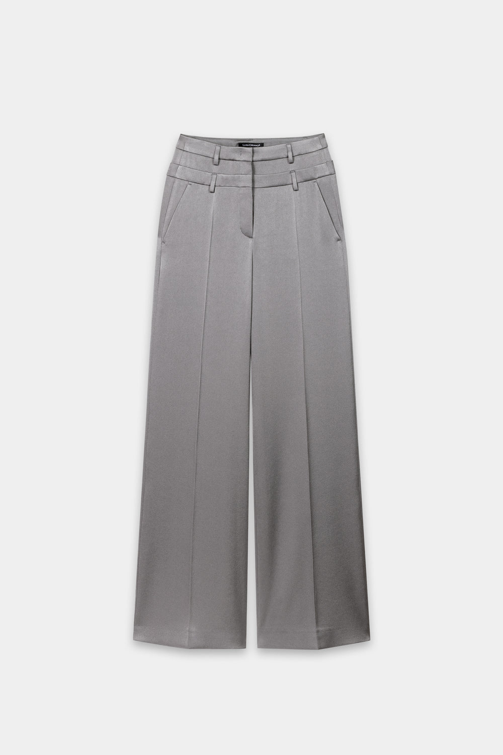 Wideleg pants with double waistband - platinum - Standard