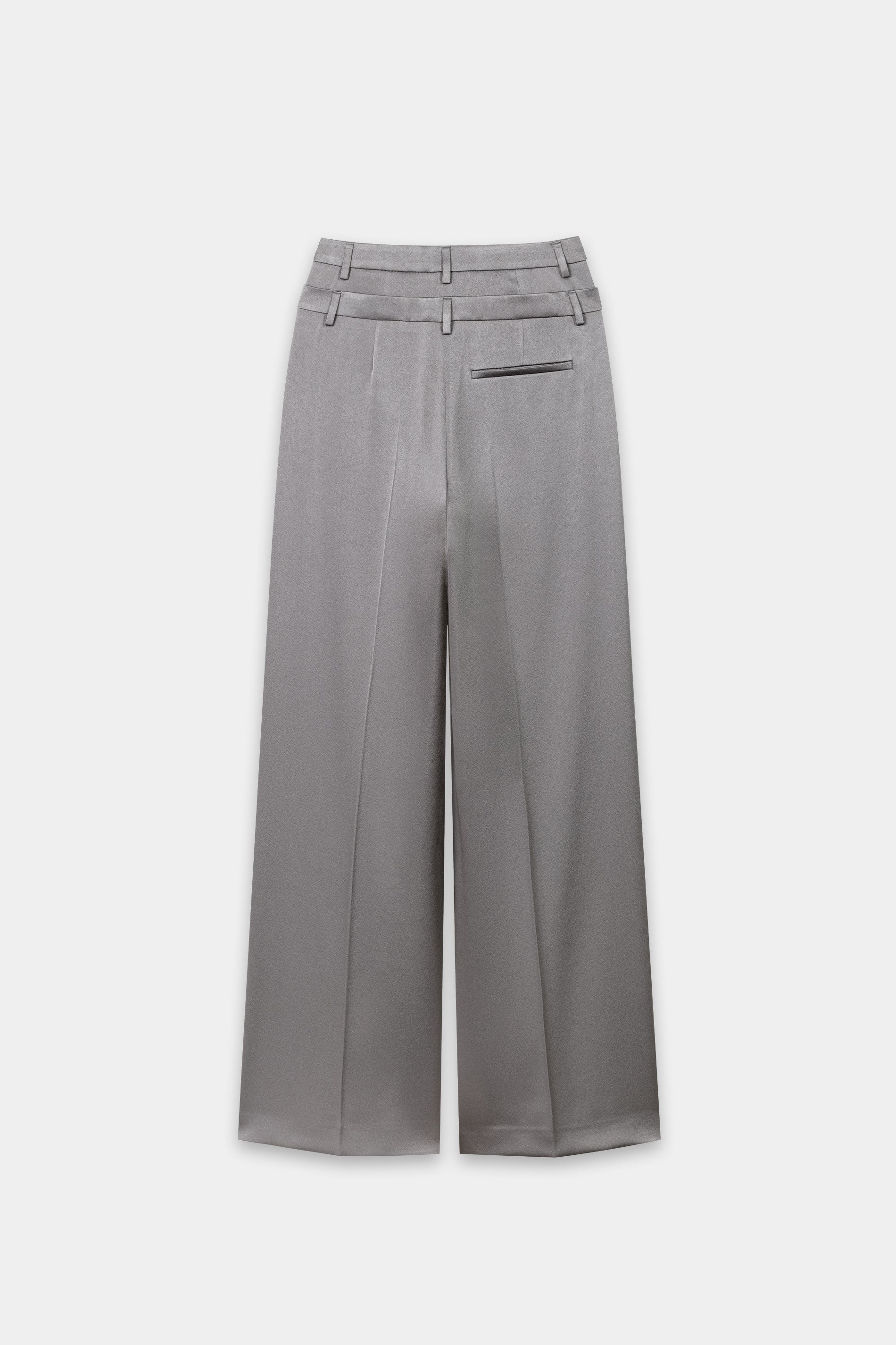 Wideleg pants with double waistband - platinum - Standard